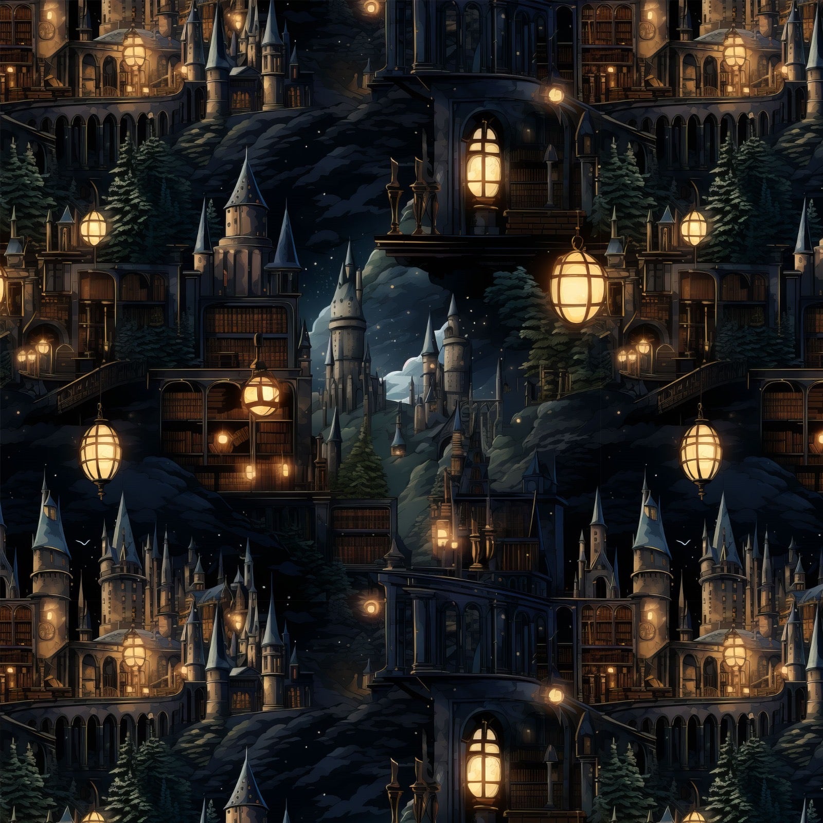 Stoffvorbestellung  "magisches Schloss bei Nacht"