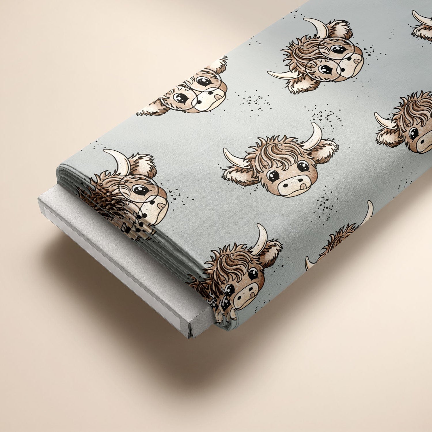 Kinderstoff süße Kuh mit Brille von Katzengold Design auf  Ballen