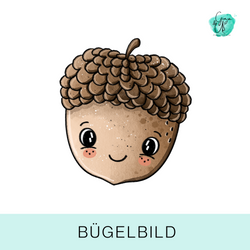 Bügelbild für Kinder süße Eichel von Katzengold Design.
