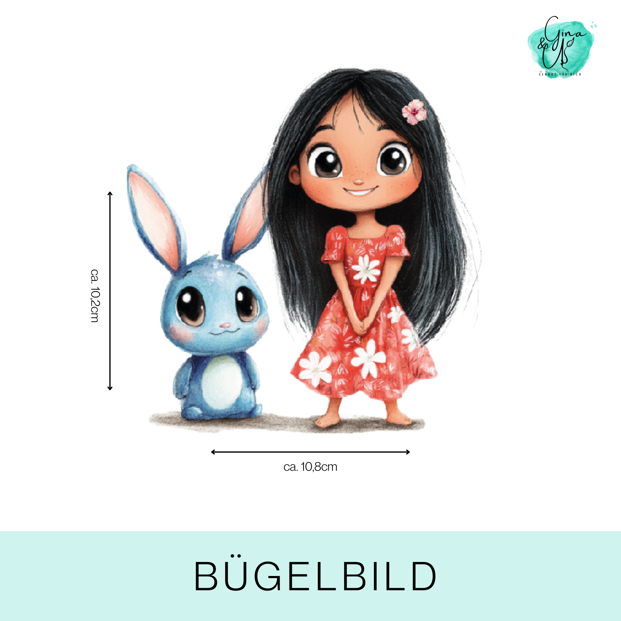 Bügelbild mit Mara & Trix – ein mutiges Mädchen und ihr frecher blauer Begleiter. 