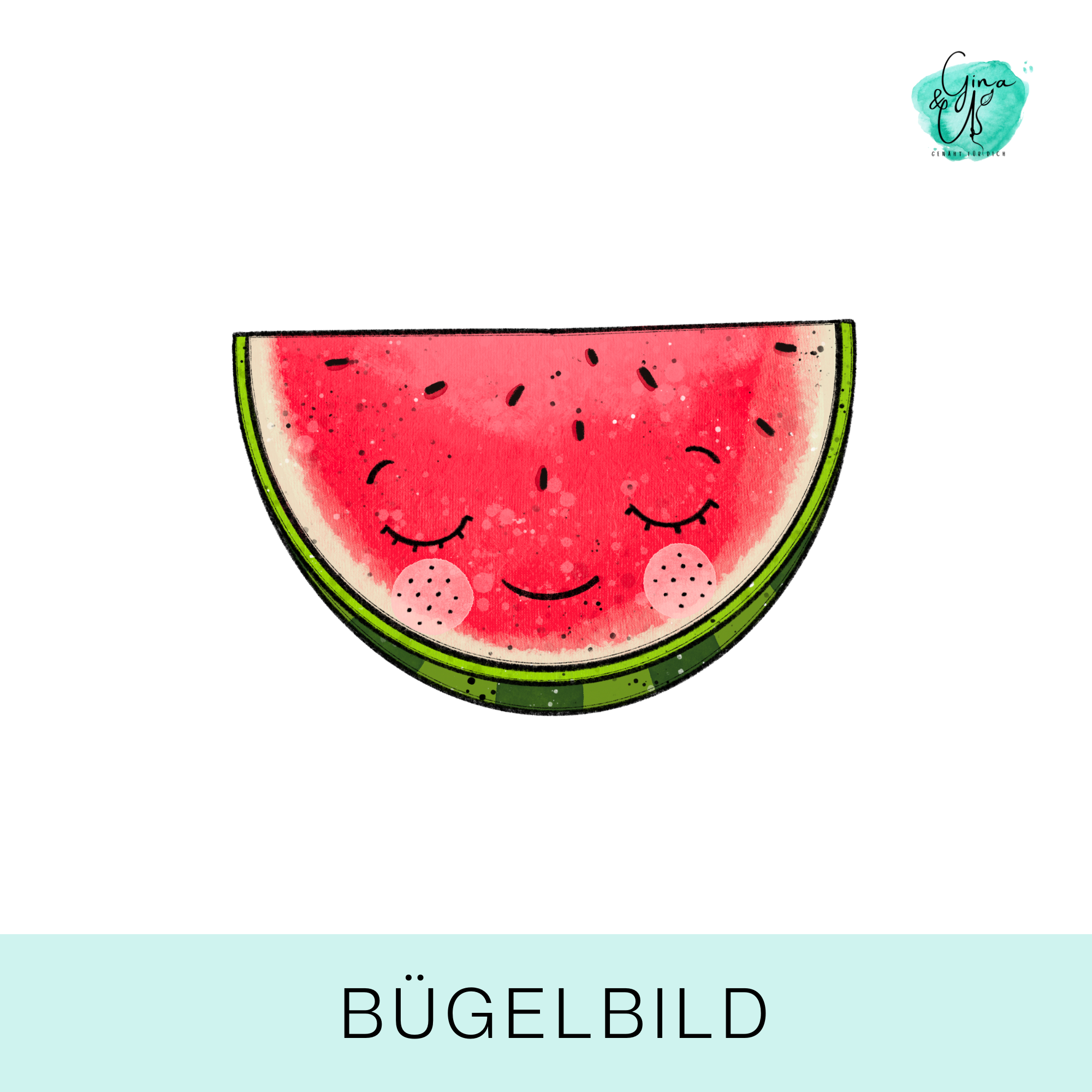 Bügelbild für Kinder Melone mit Gesicht und Brille von Katzengold Design