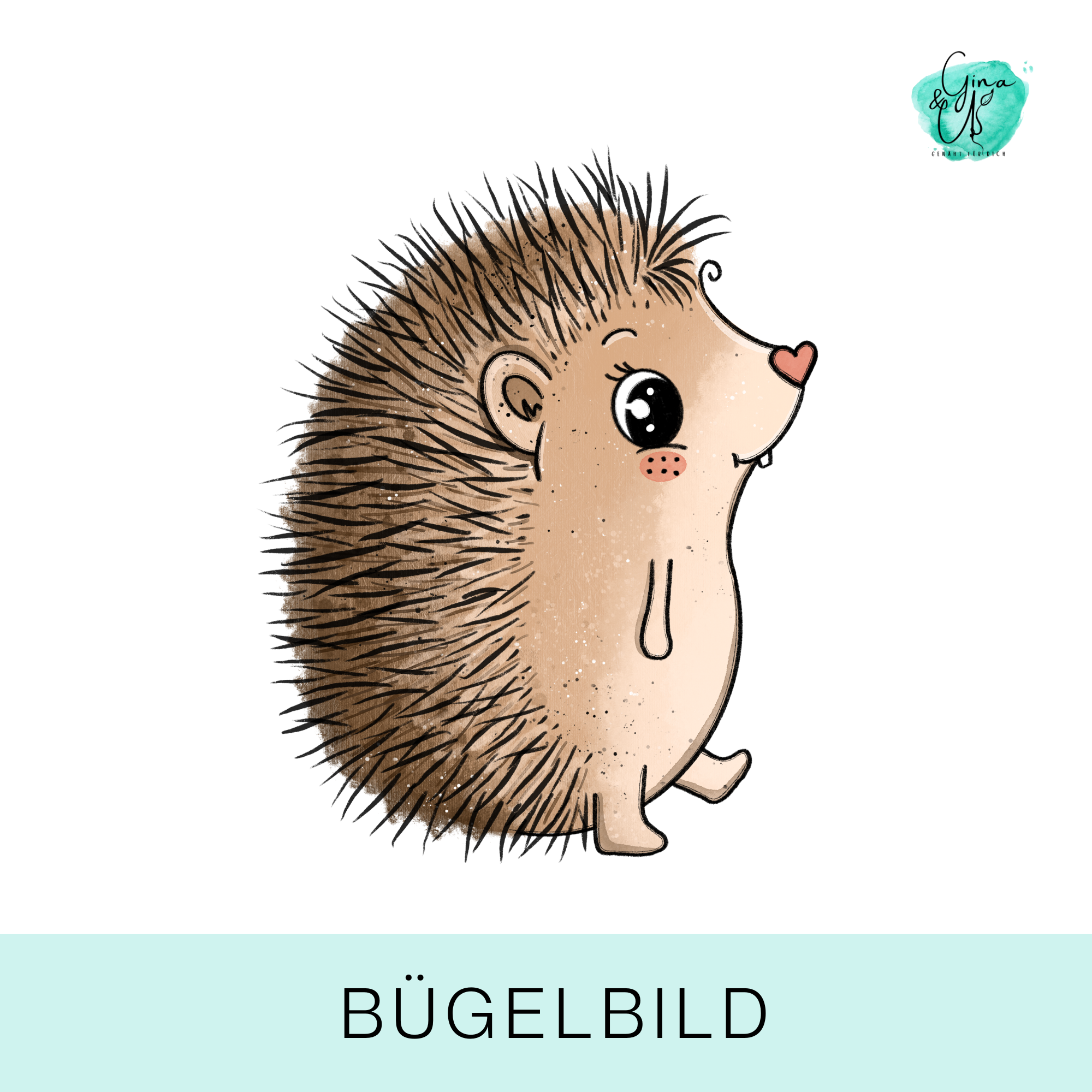 Bügelbild für Kinder süßer Igel von Katzengold Design