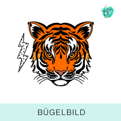 Bügelbild für Kinder mit coolem Tiger von Katzengold  Design. Ideal für Kleidung, Taschen und mehr!