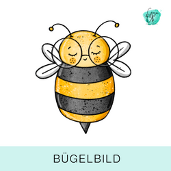 Bügelbild für Kinder süße Biene mit Gesicht und Brille von Katzengold Design