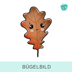 Bügelbild für Kinder süßes Eichenblatt von Katzengold Design