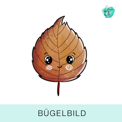 Bügelbild für Kinder süßes Buchenblatt von Katzengold Design