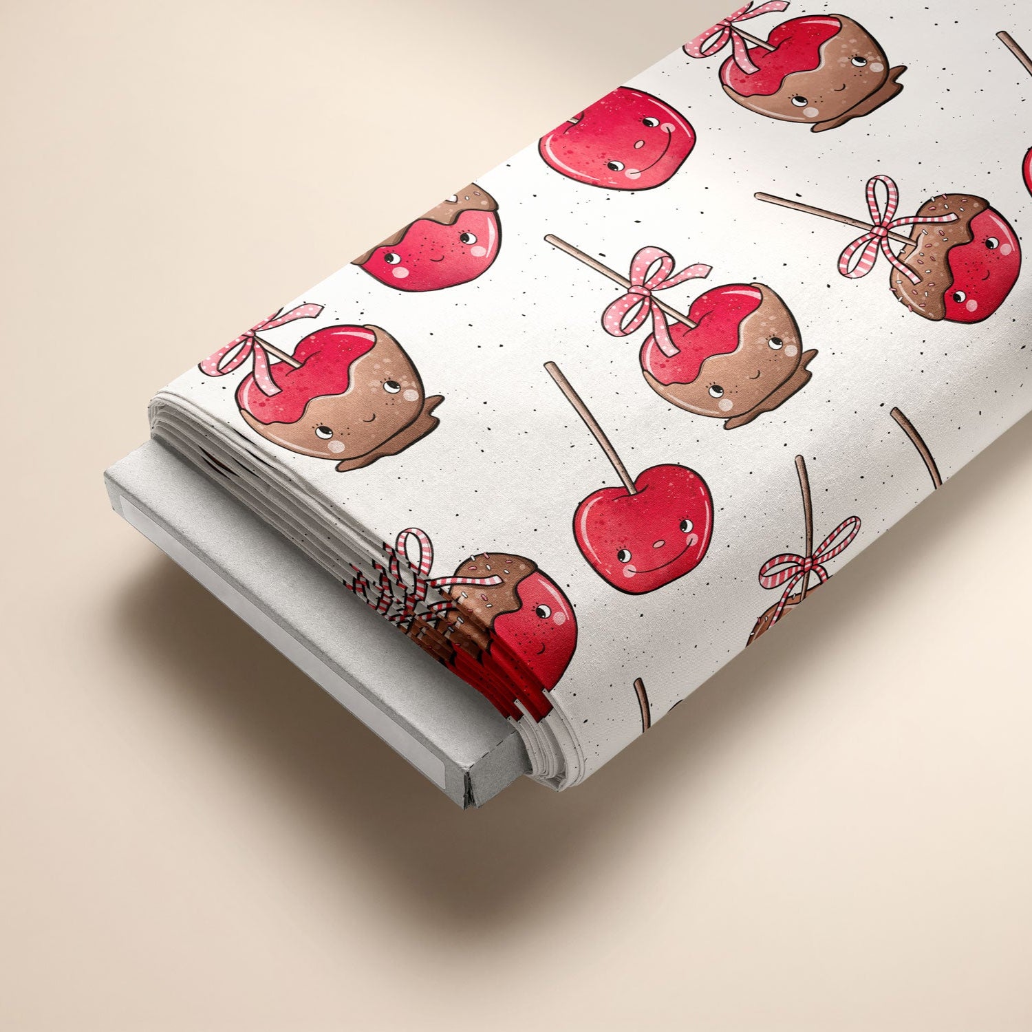 Kandierte Äpfel mit Gesichtern von Katzengold Design weihnachtsstoff