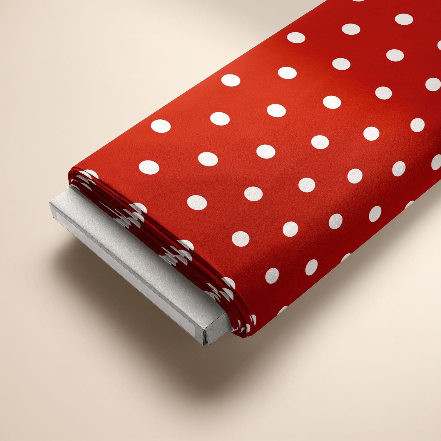 Kinderstoff Meterware weiße Punkte auf rot von Katzengold Design 