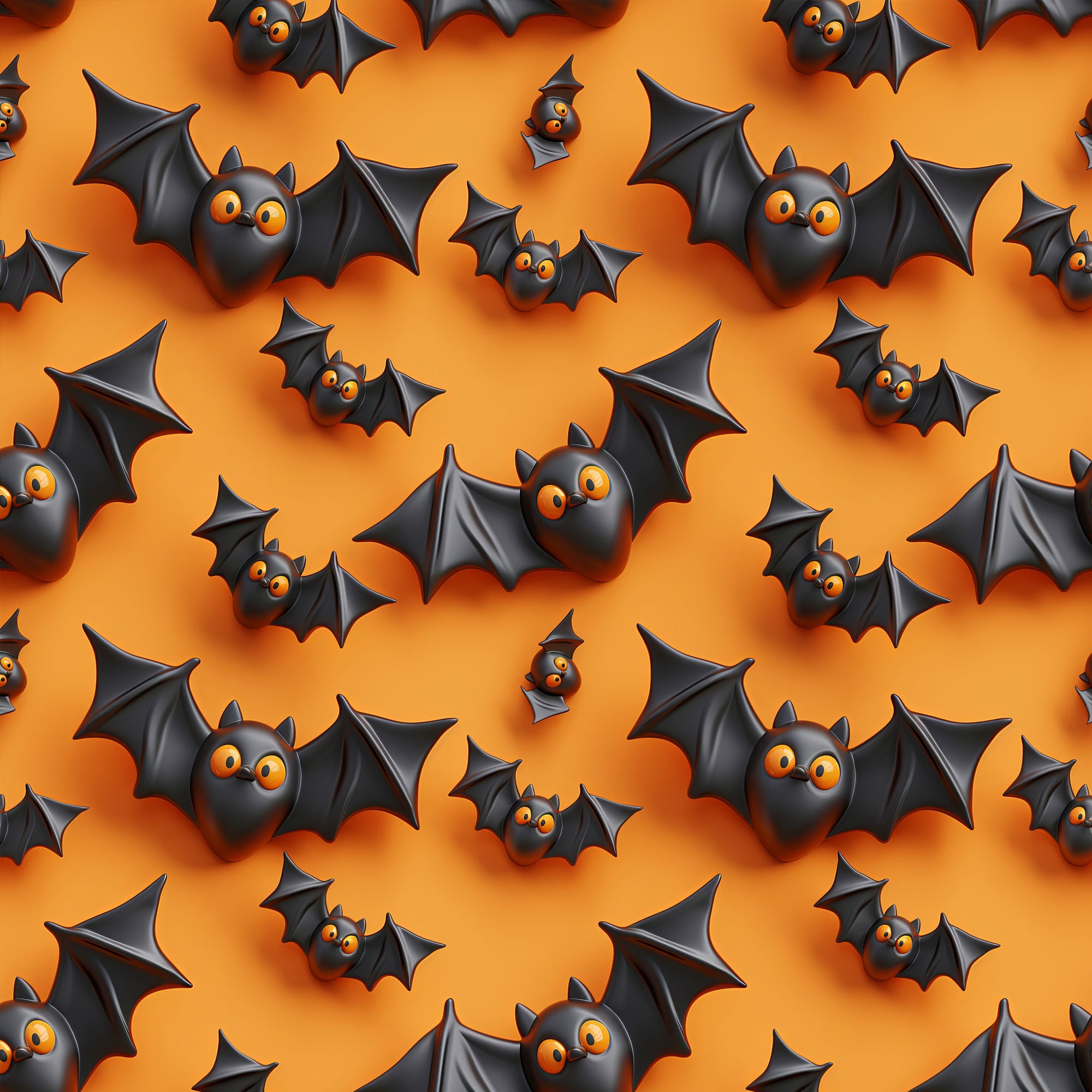 Kinderstoff Fledermüse in schwarz auf orange Halloween Meterware