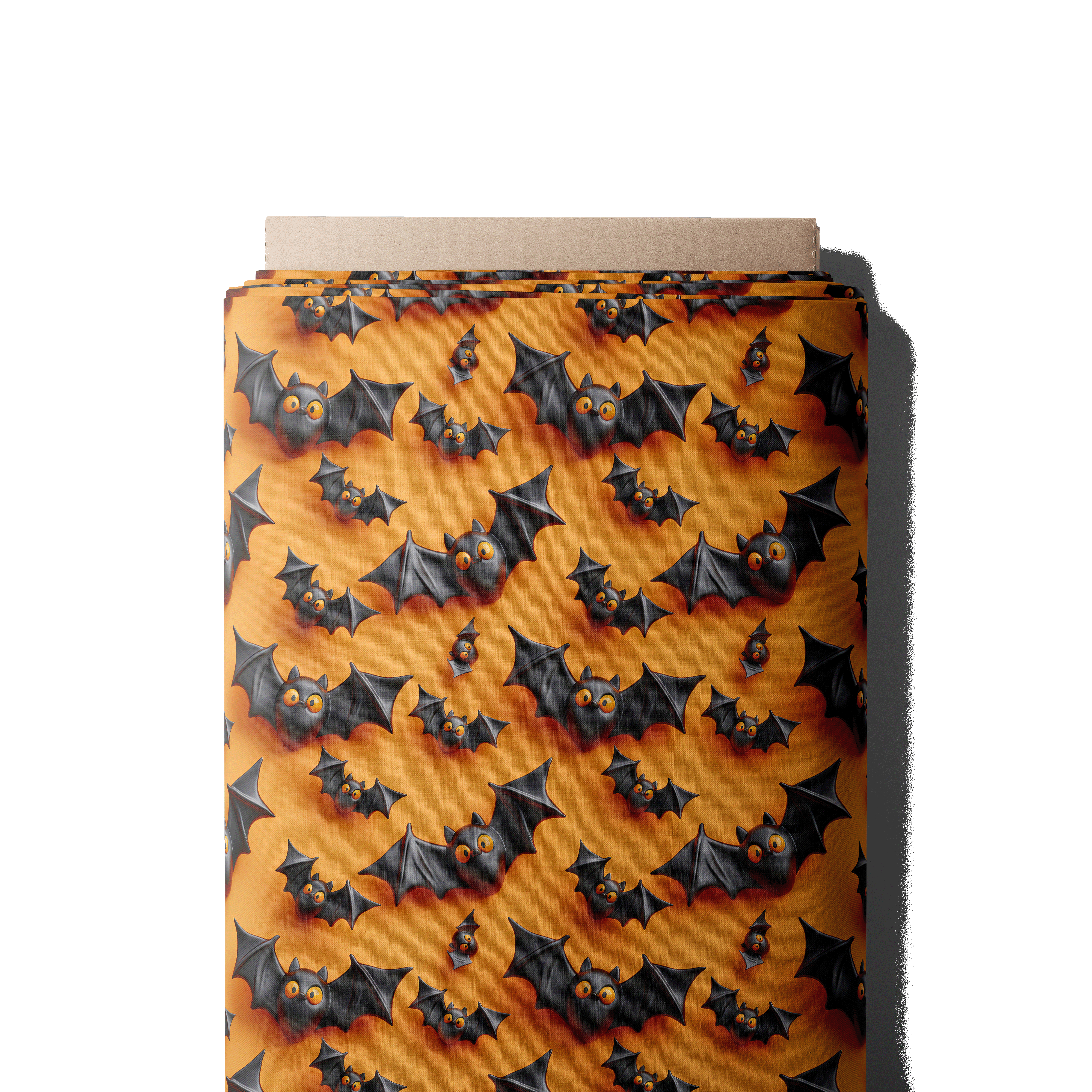 Kinderstoff Fledermüse in schwarz auf orange Halloween Meterware