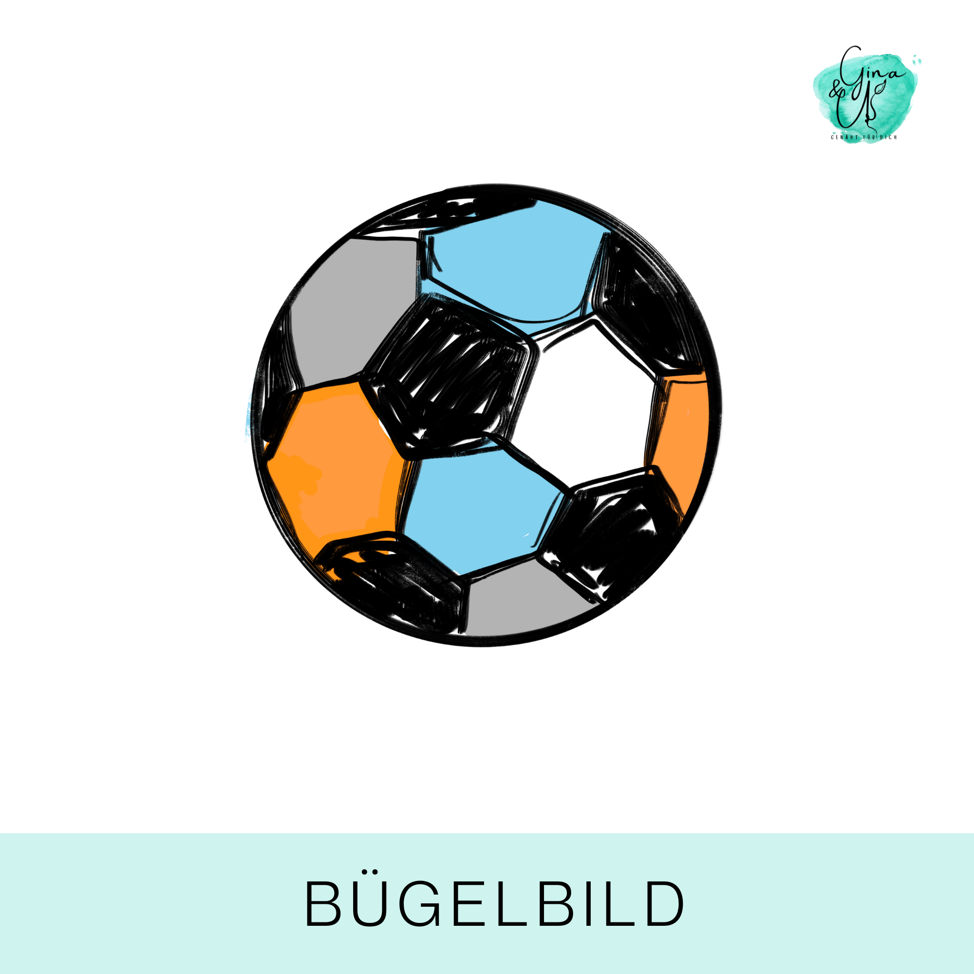 Bügelbild für Kinder cooler Fußball z.B. für Jungs von Katzengold Design