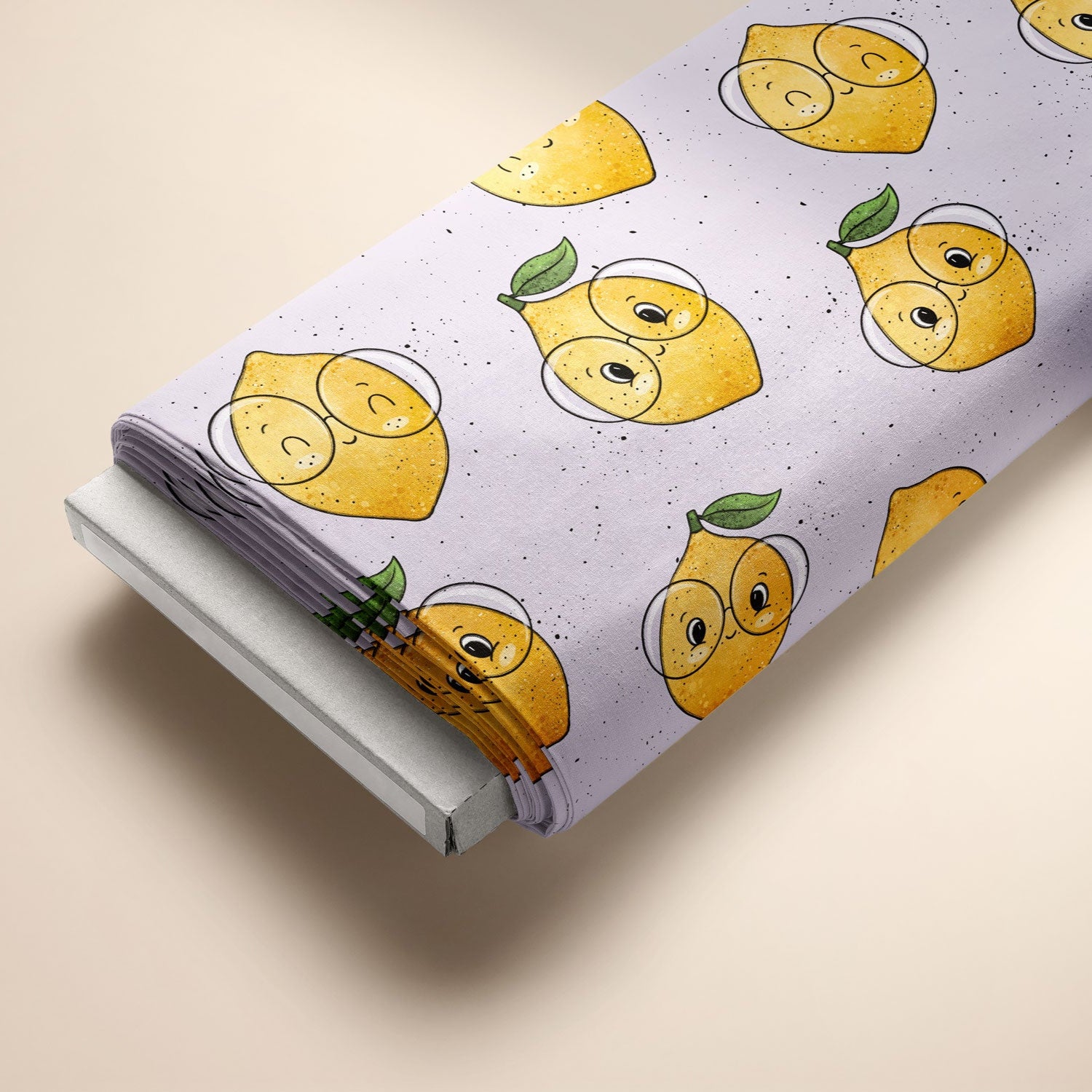 Kinderstoff Meterware süßen Zitronen mit Gesichtern von Katzengold Design