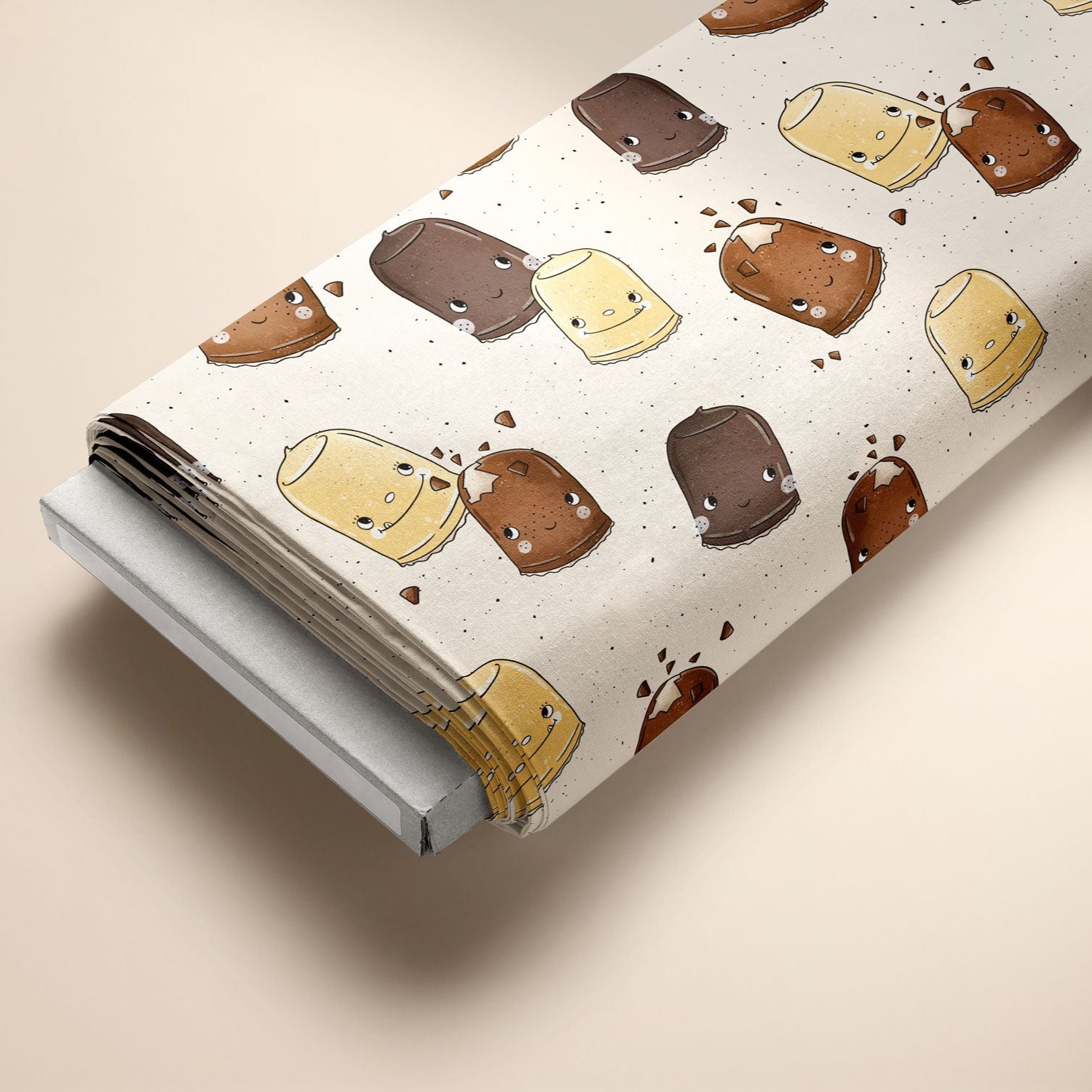 Kinderstoff Meterware süße Schokoküsse Schaumküsse Katzengold