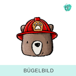 Bügelbild mit Feuerwehr Bär von Katzengold Design
