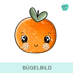 Bügelbild für Kinder mit süßer Mandarine von Katzengold Design