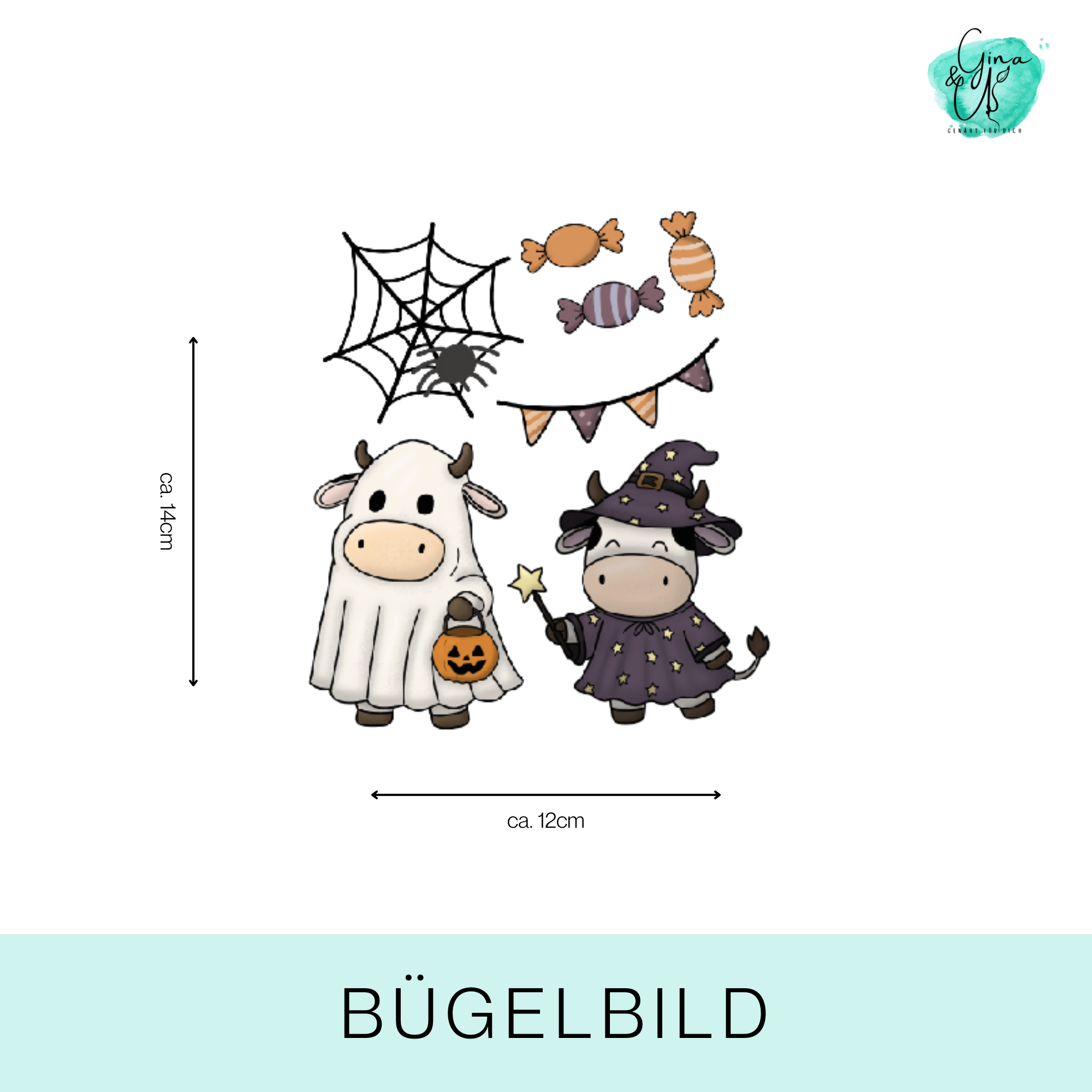 Bügelbild „Kuh Bogen"