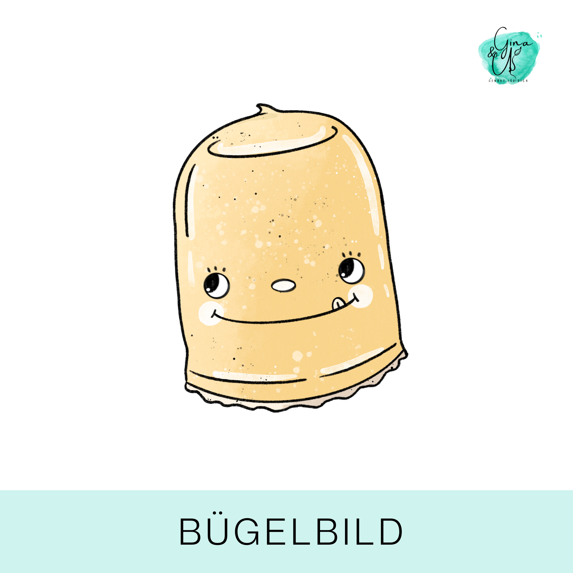 Bügelbild weißer Schokokuss mit Gesicht von Katzengold  Design