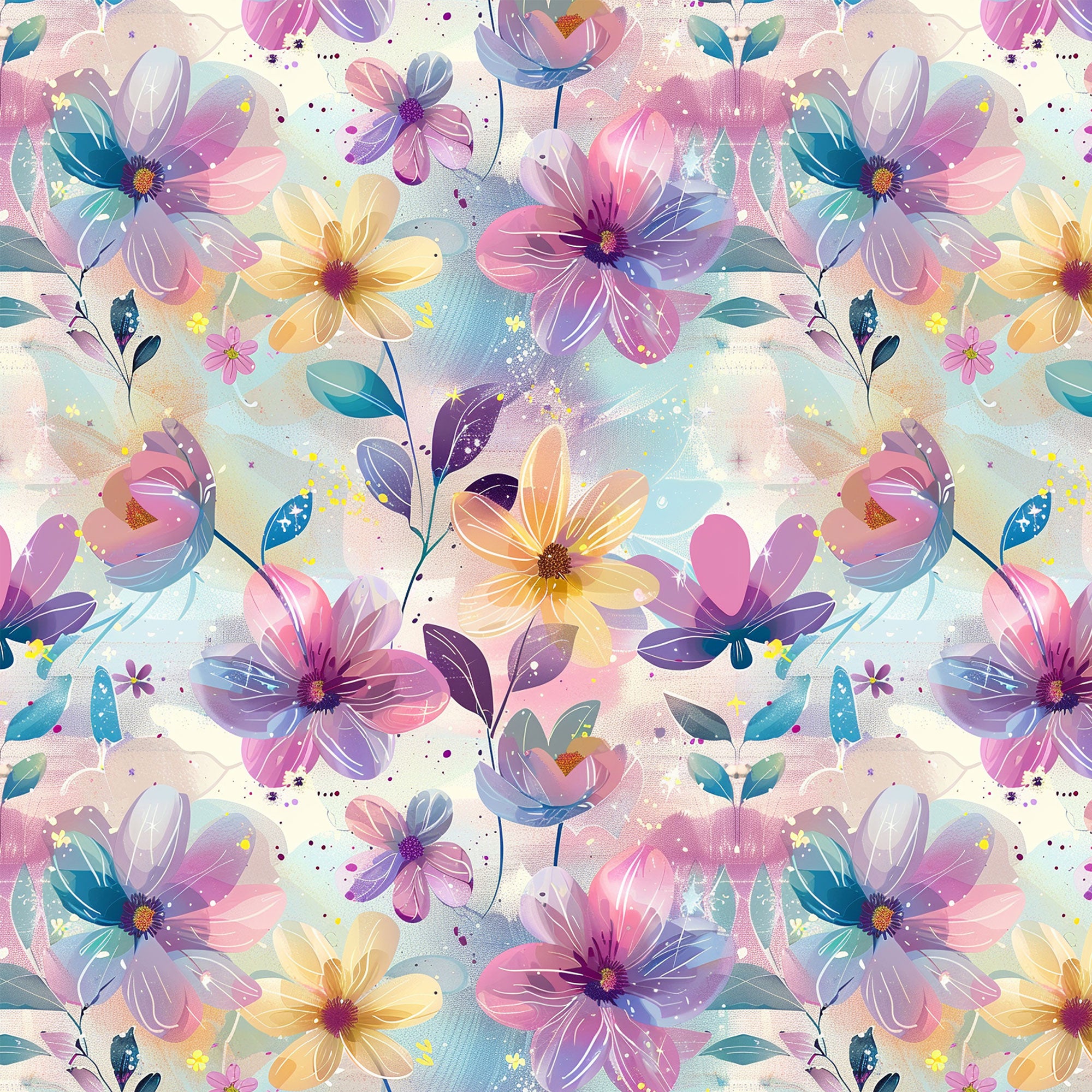 Damenstoff Meterware Blumen lila gelb blau