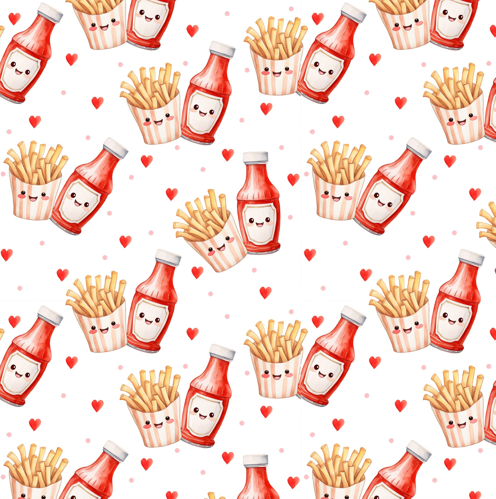 Kinderstoff mir Pommes und Ketchup