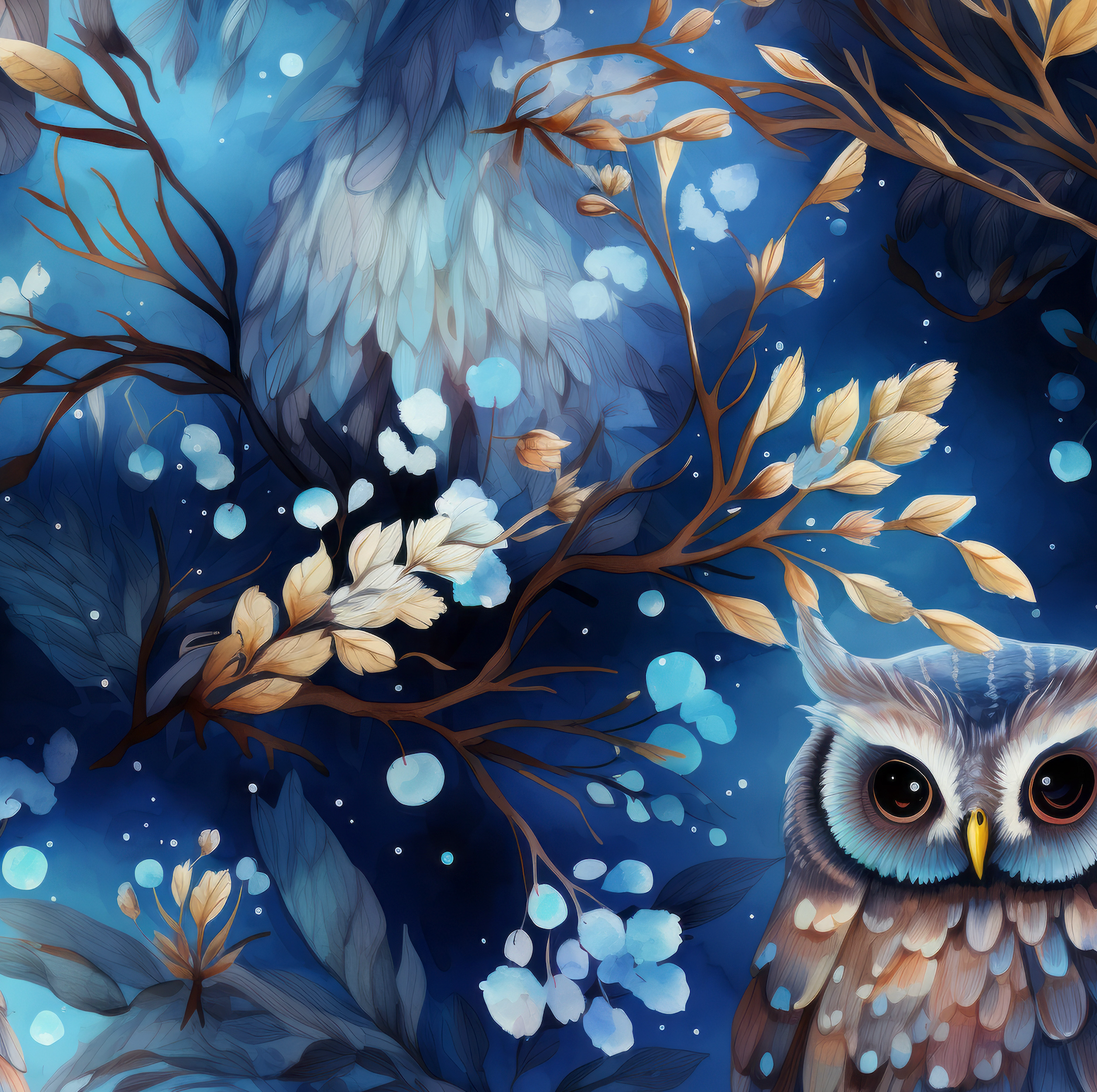 Stoffvorbestellung "blaue Blumeneule"