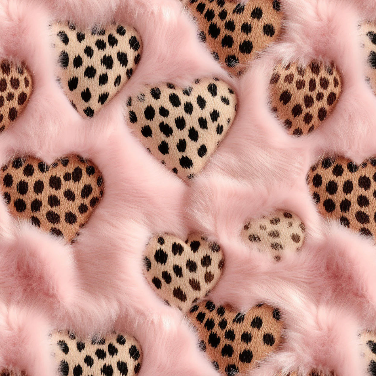 Meterware Damenstoff Kinderstoff Leo Herzen mit rosa Fell optik