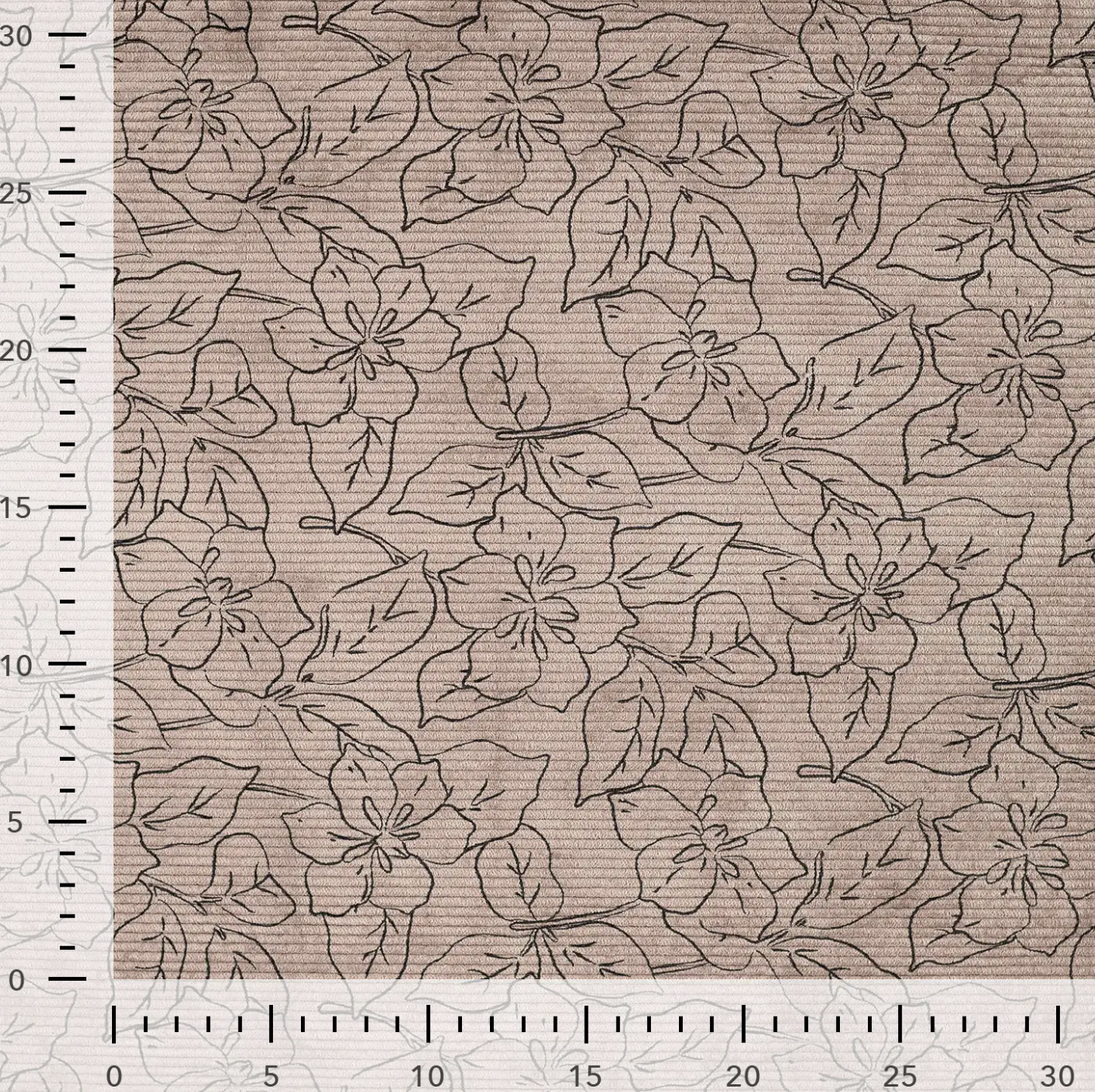 Cord "braun mit Blumen"