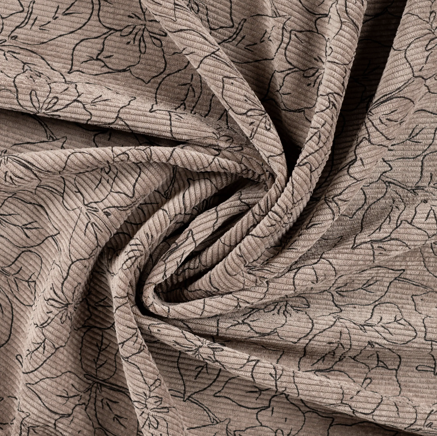 Cord "braun mit Blumen"