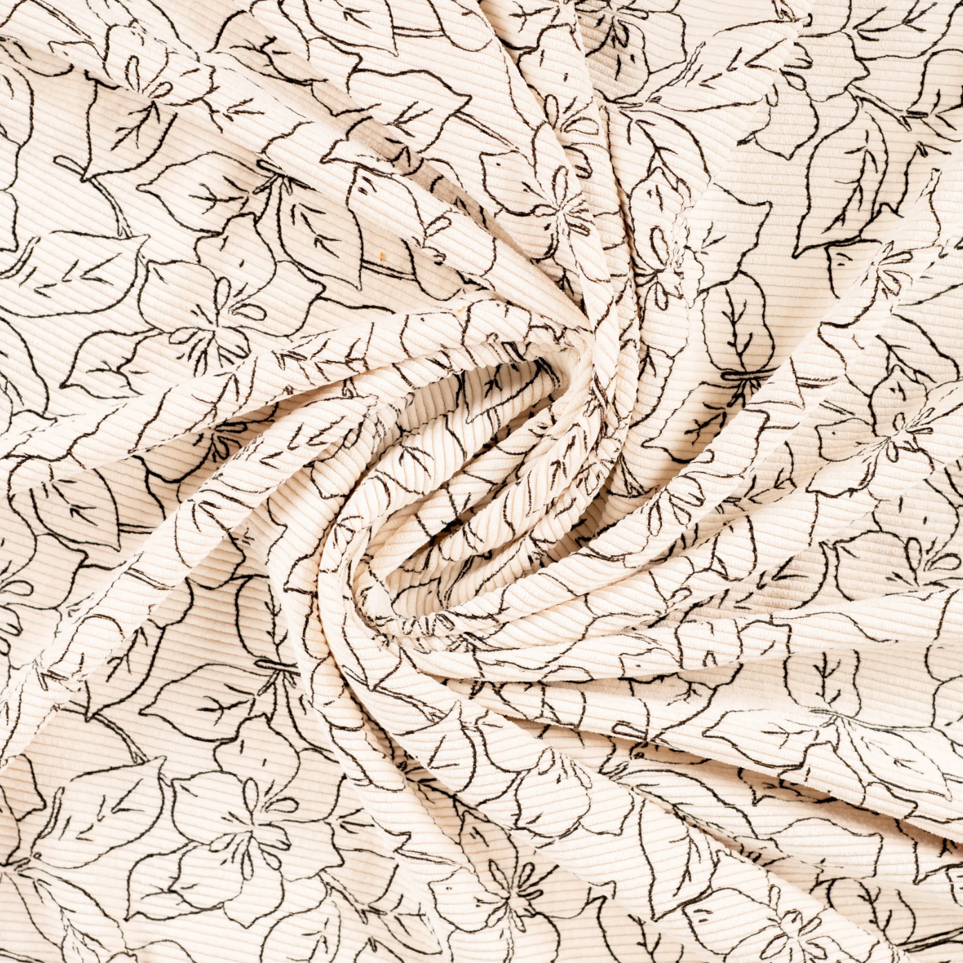 Cord "offwhite mit Blumen"