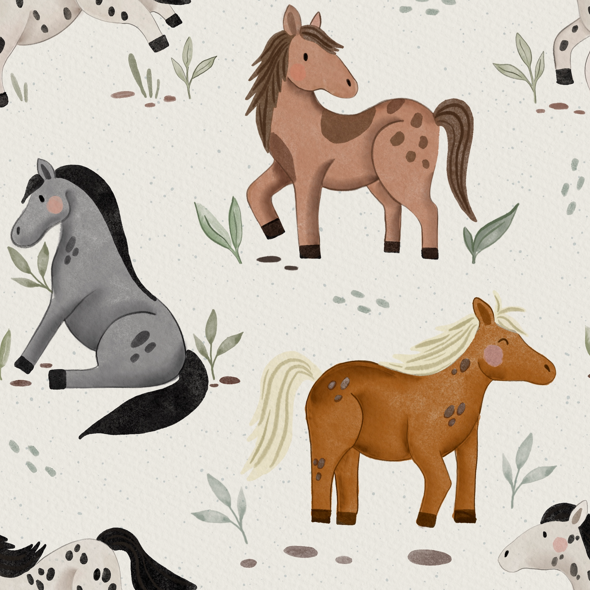 Süßer Kinderstoff mit Pferden