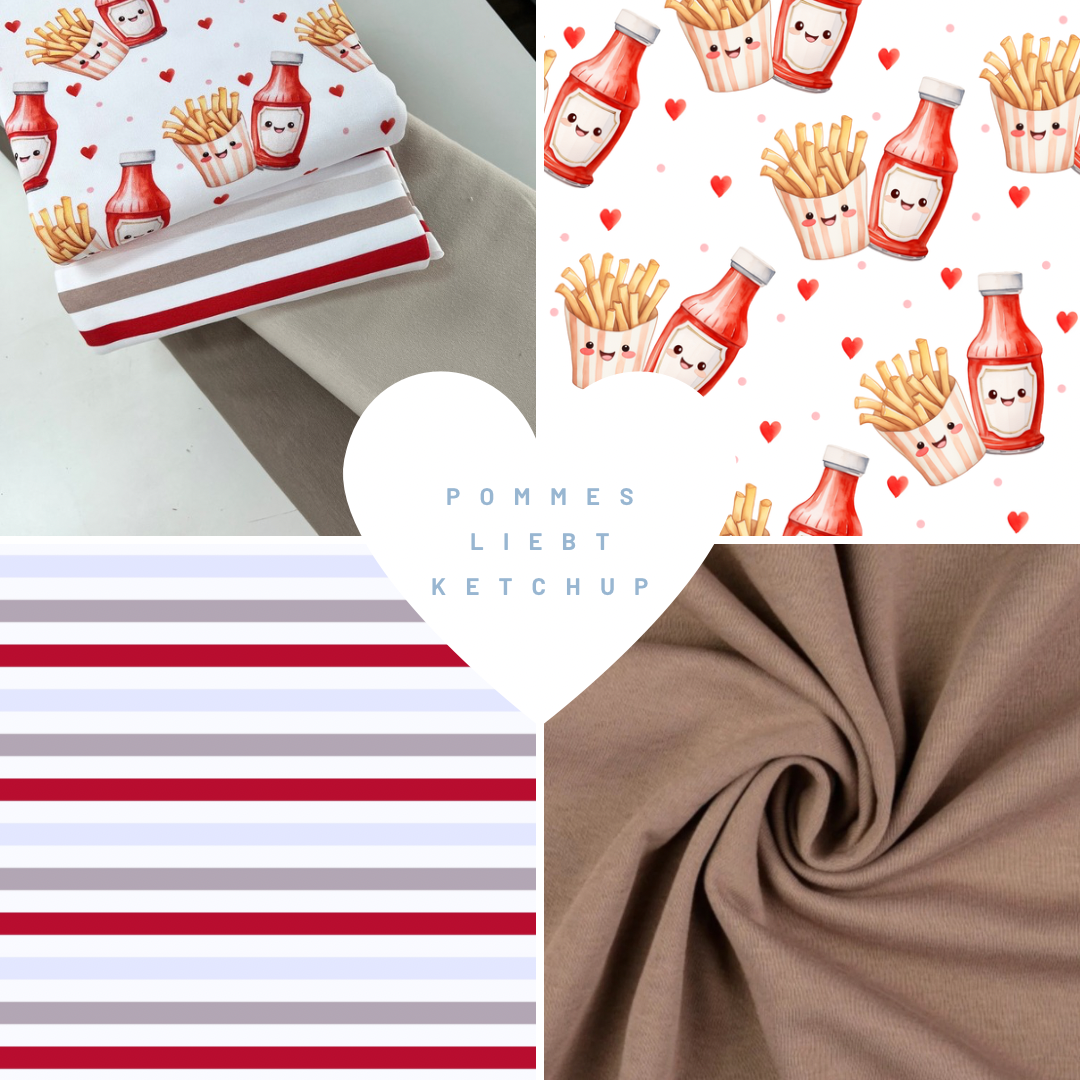 Kinderstoff mir Pommes und Ketchup Kombinationsbeispiele