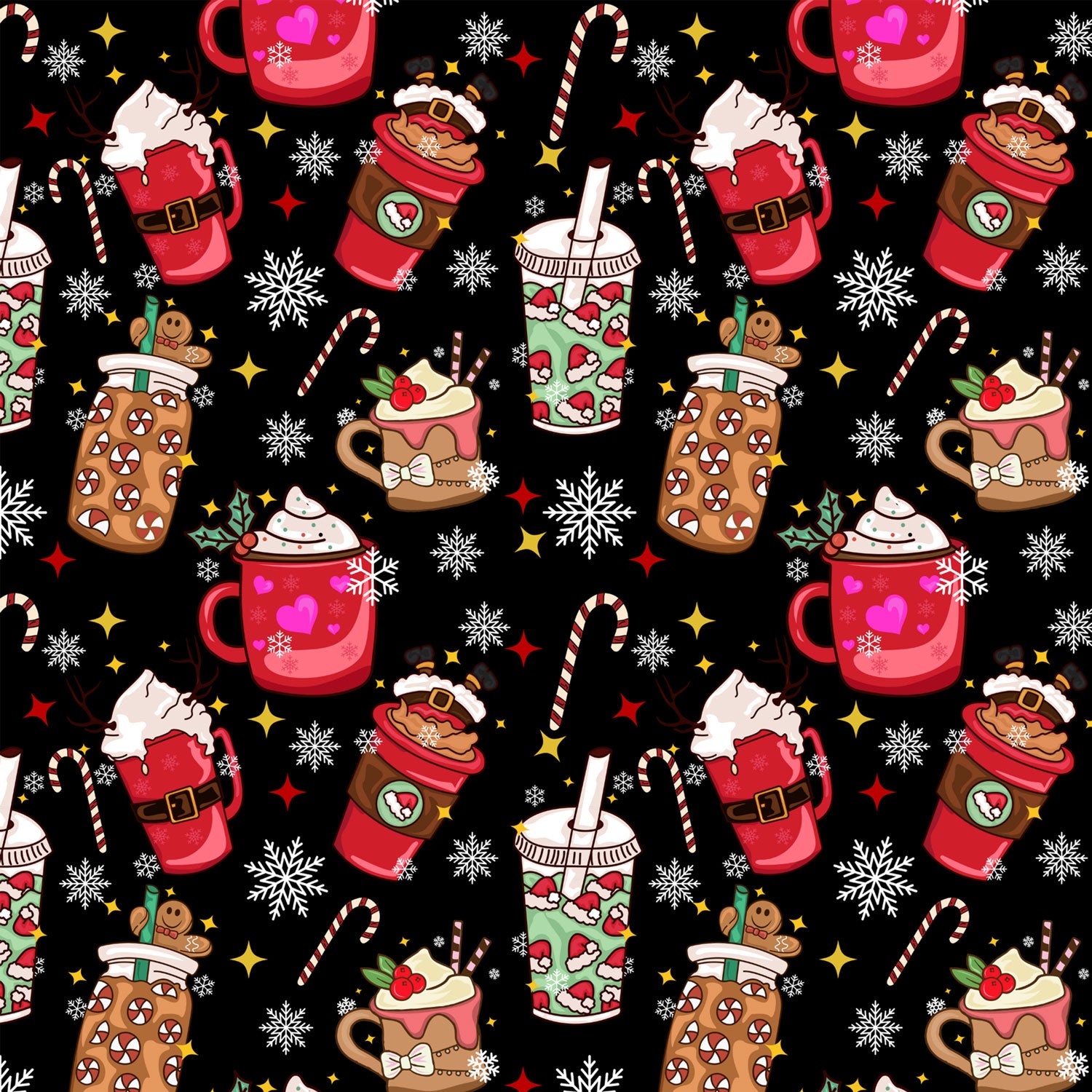 Stoffvorbestellung "Christmas Drinks black"