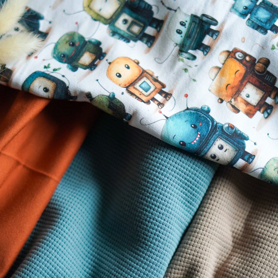 Kinderstoff Meterware vintage roboter Meterware Jungenstoff Kombistoffe