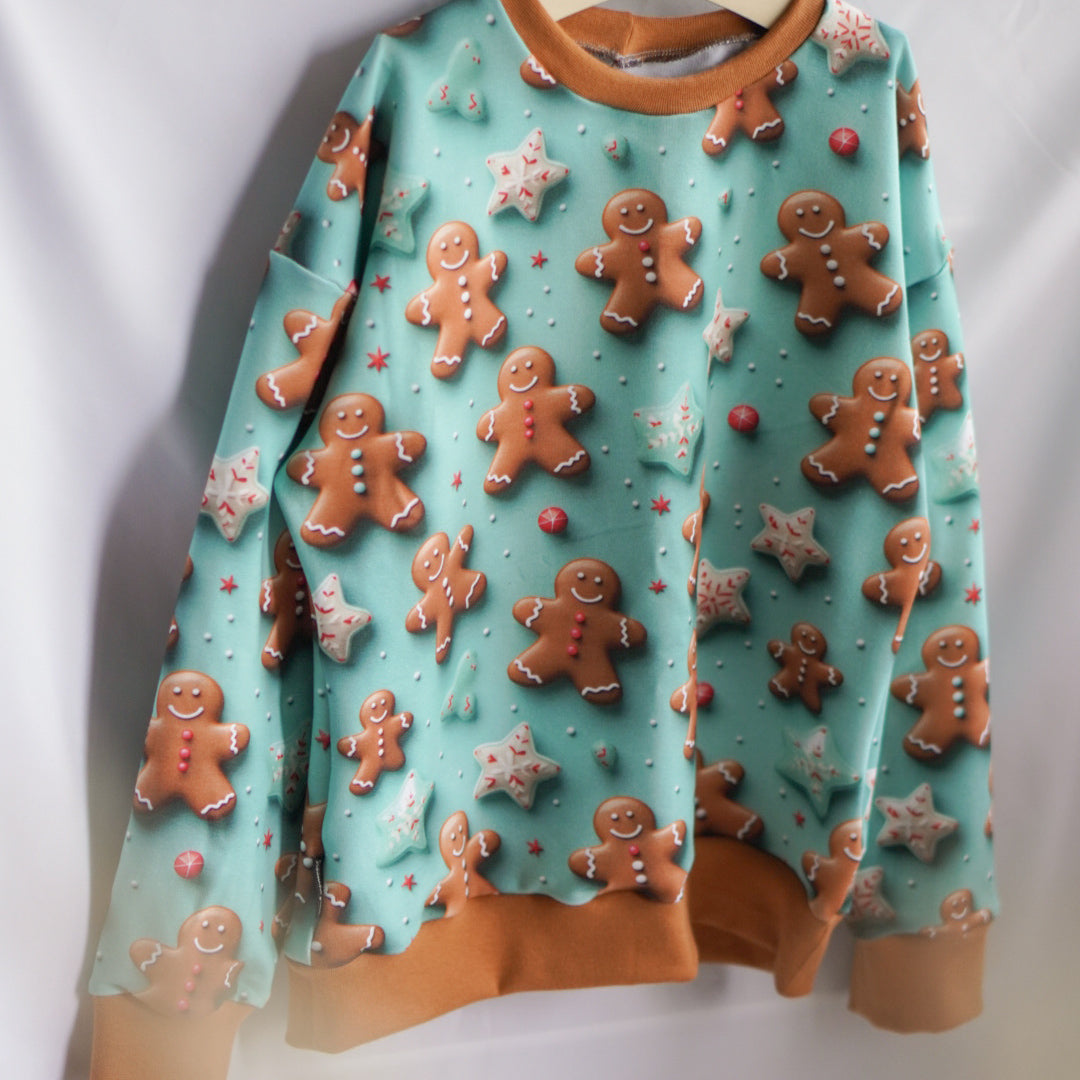 Kinderstoff Meterware mit Lebkuchenfiguren Kombifoto