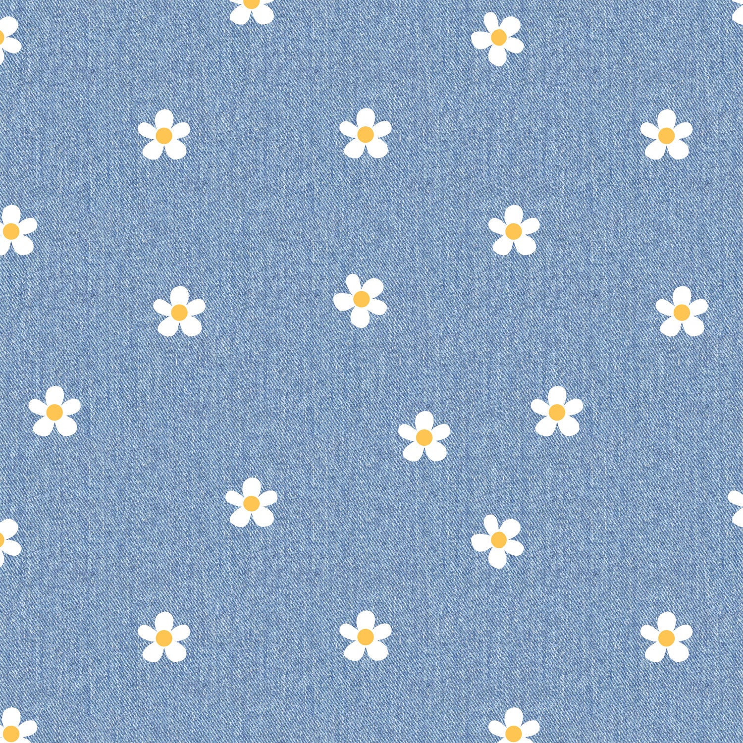 Meterware Daisys auf Jeansoptik Stoff