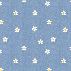 Meterware Daisys auf Jeansoptik Stoff