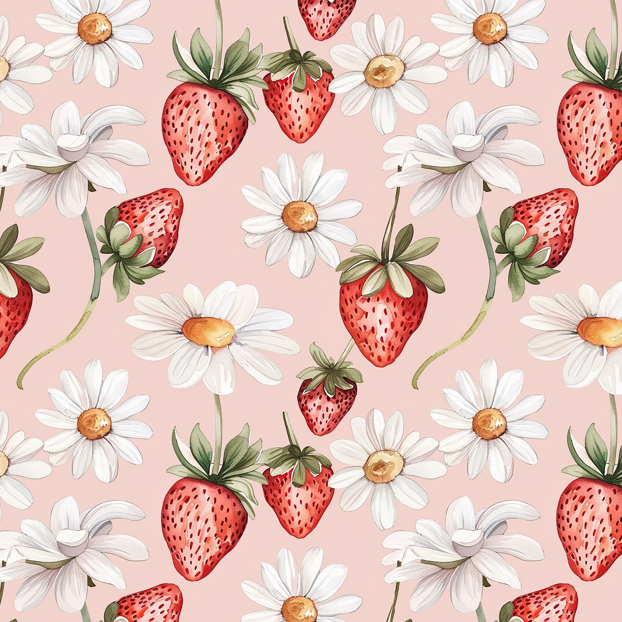 Damenstoff Meterware Erdbeeren und Blumen