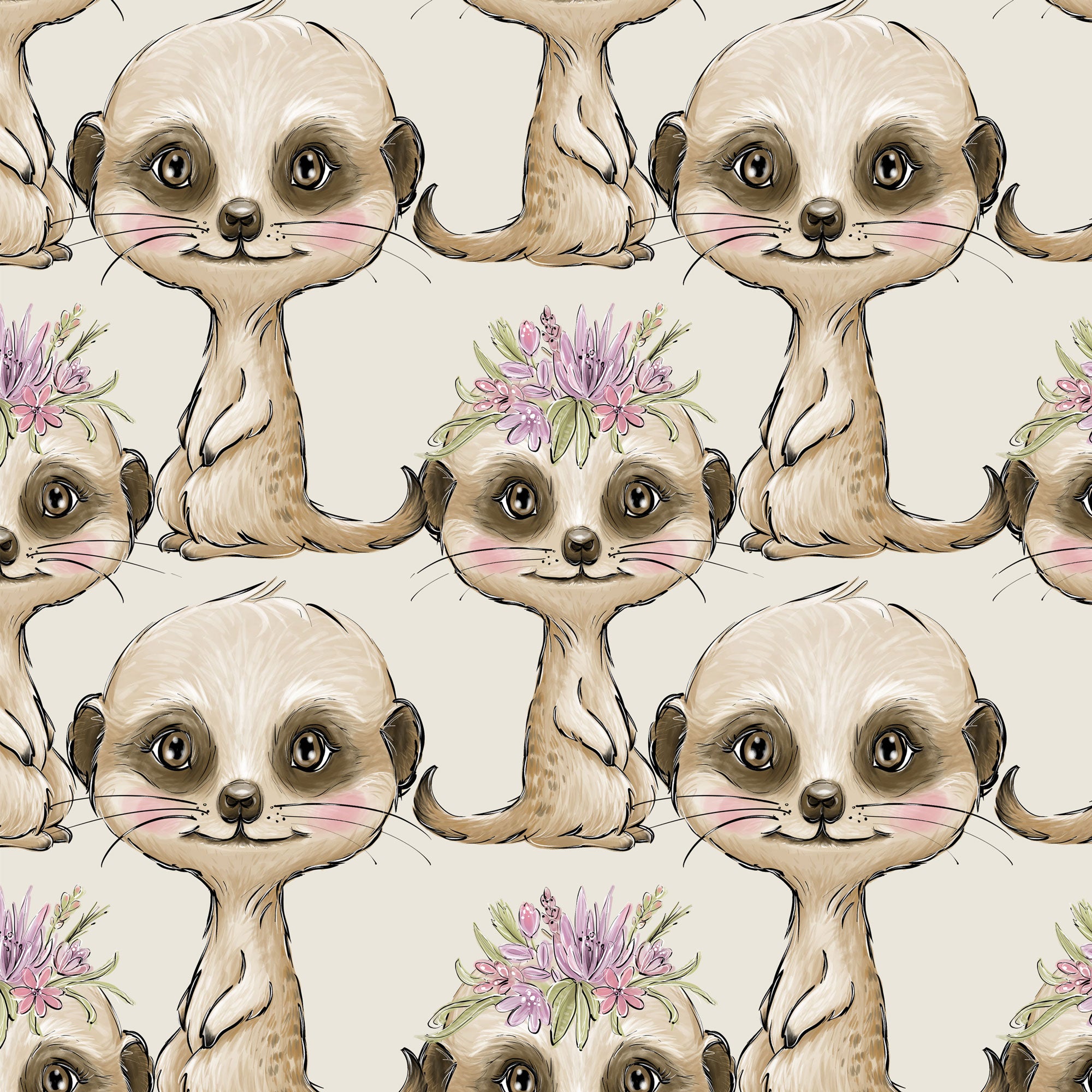 Erdmännchen Stoff Bio French Terry