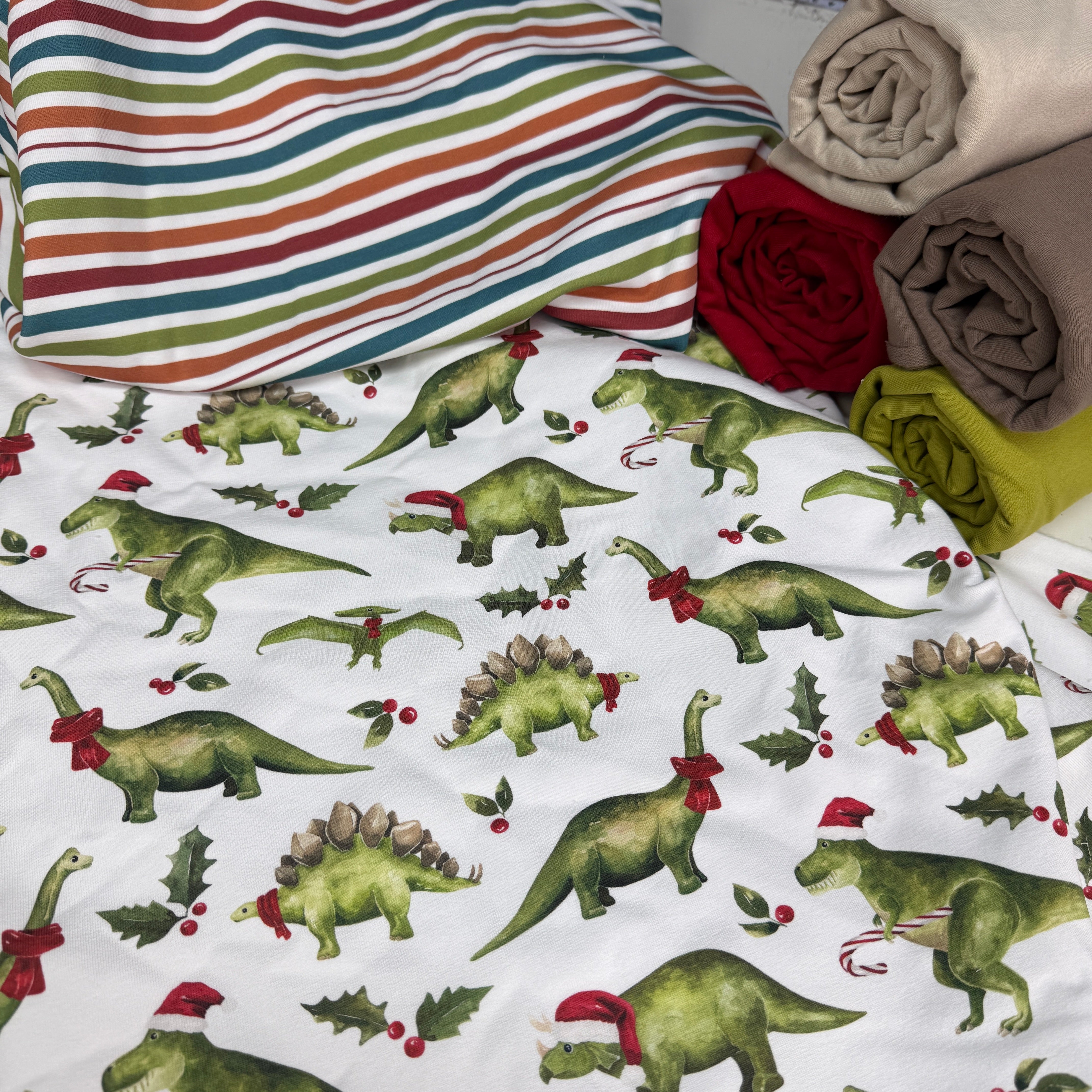 Stoffvorbestellung "Urzeitdinos Streifenkombi"