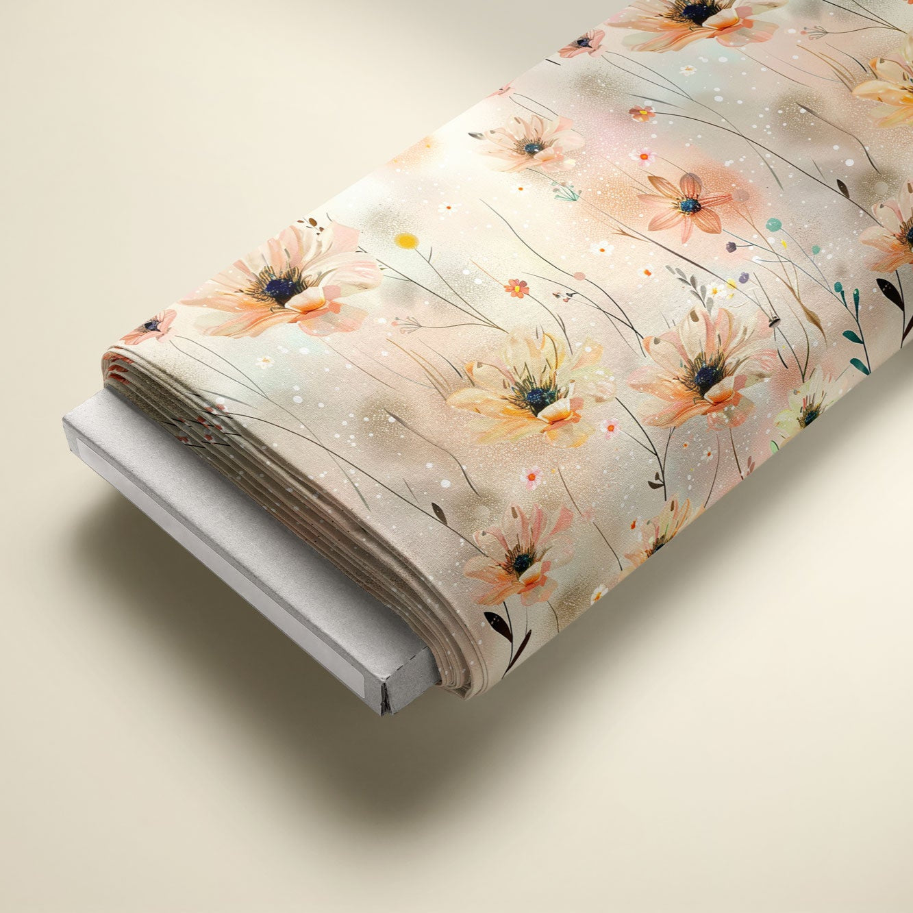 zarter Damenstoff mit Blumen auf Ballen