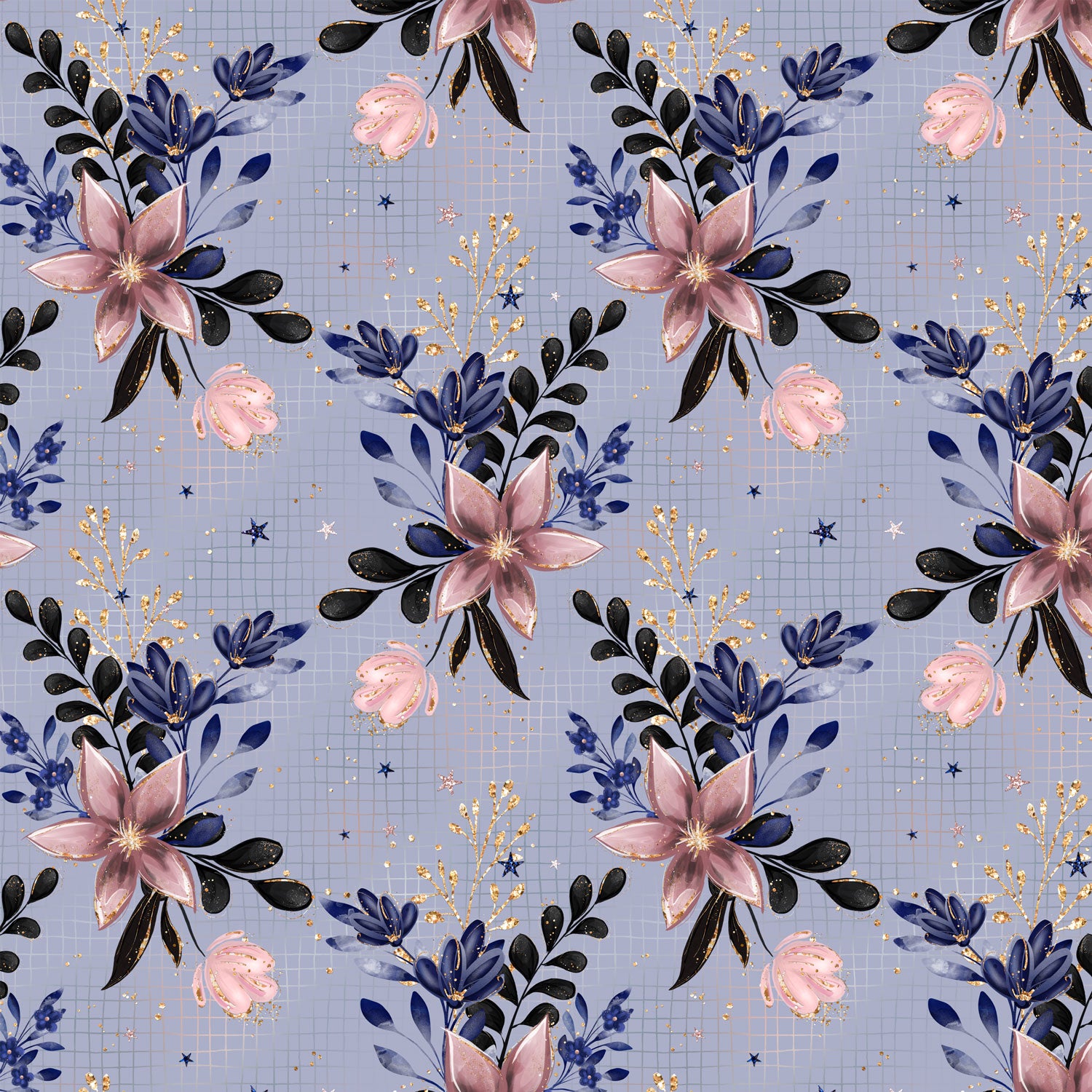 Damenstoff Blumen mit rosa und lila