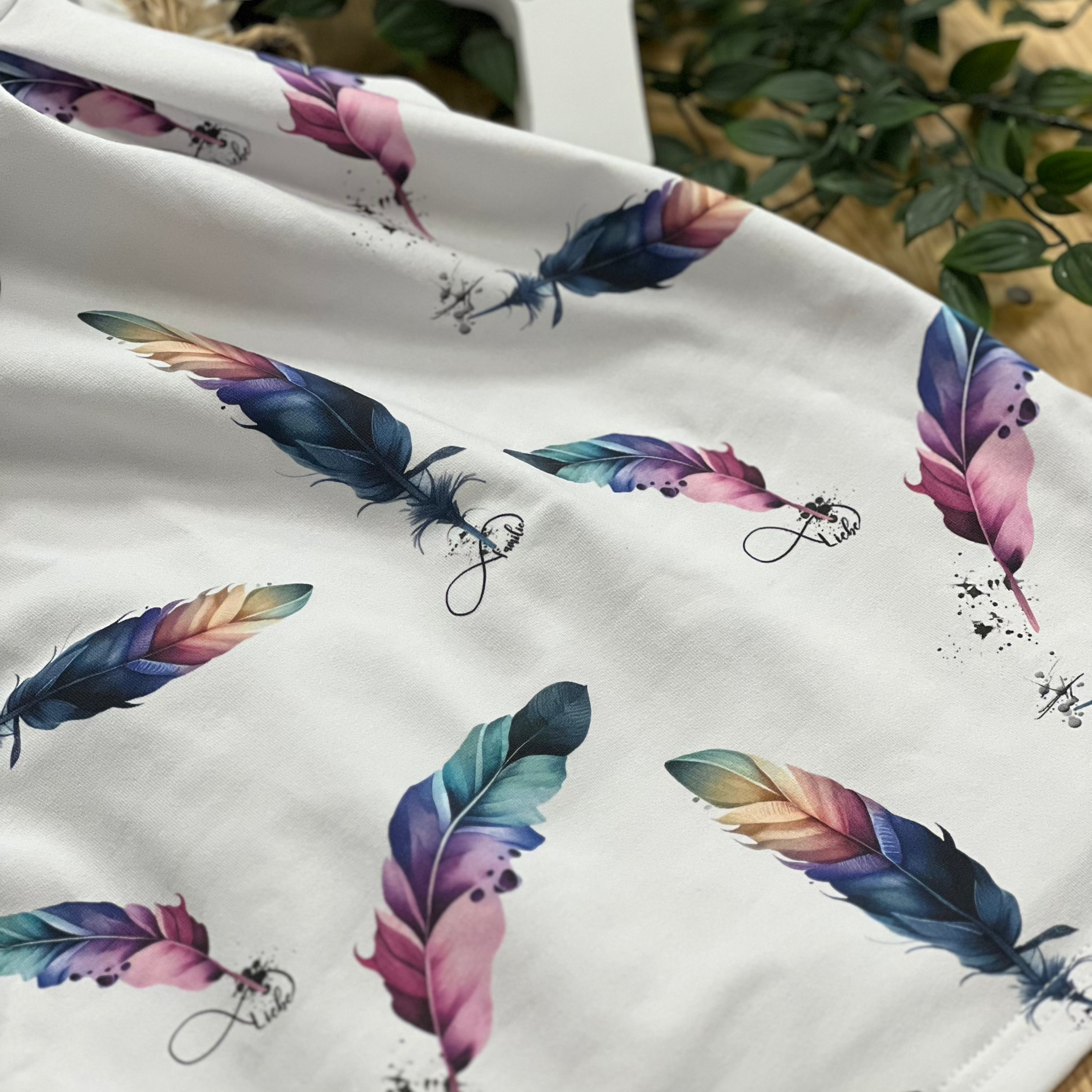 Damenstoff Infinity Feder Liebe Familie