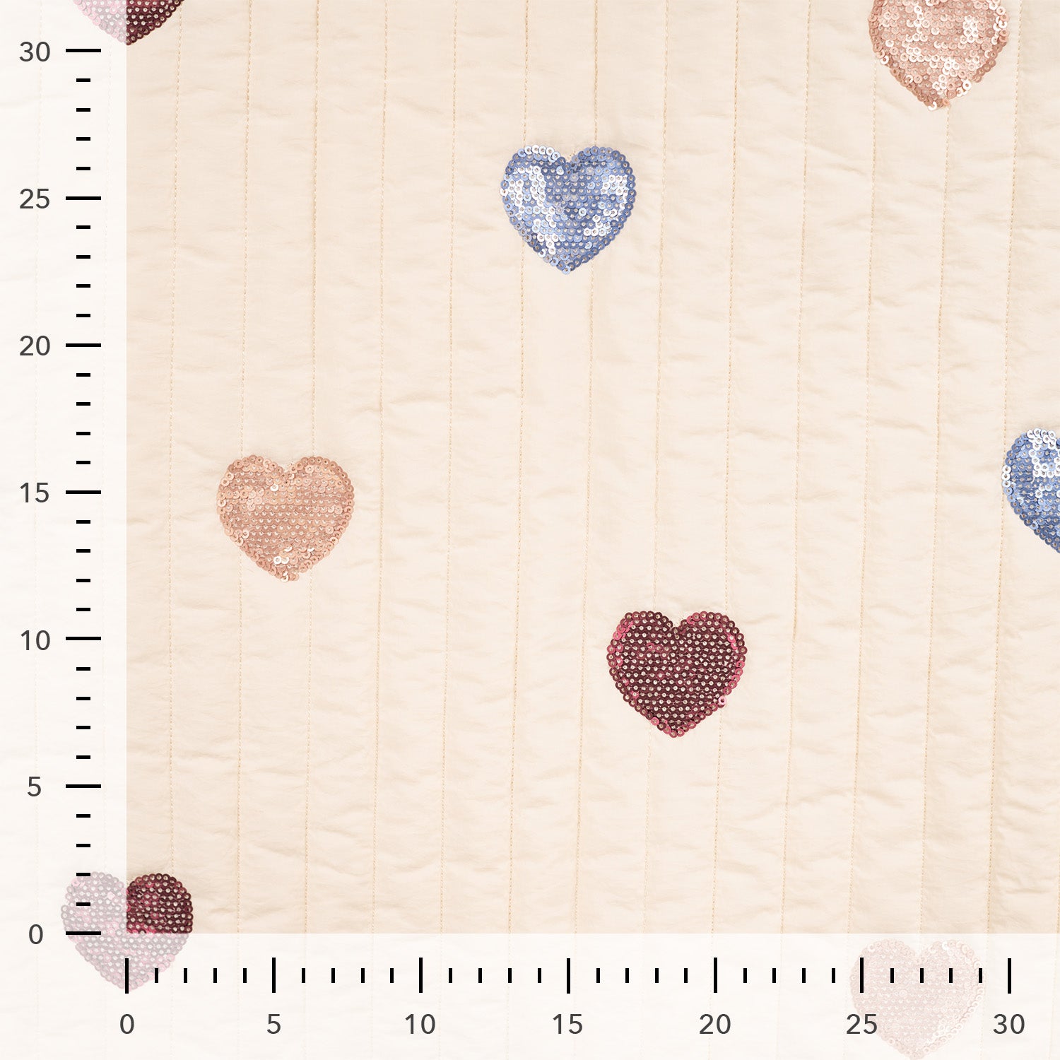 Steppstoff "Herzen mit Pailletten "