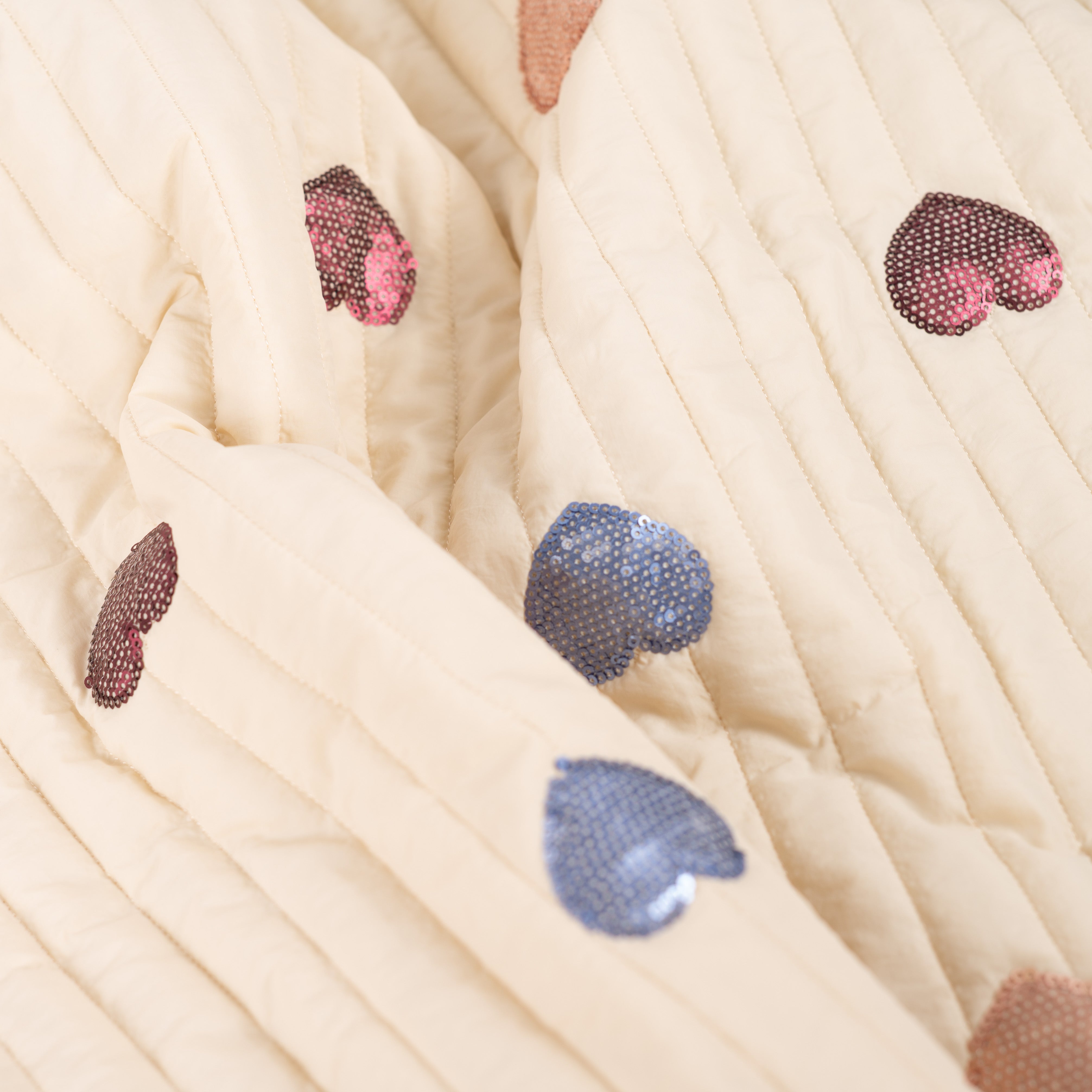 Steppstoff "Herzen mit Pailletten "