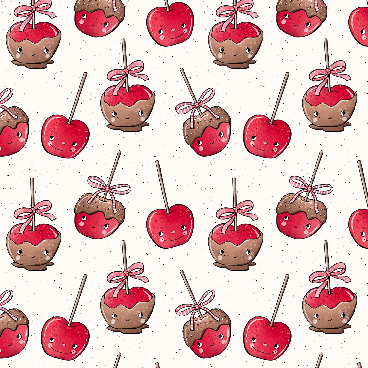 Kandierte Äpfel mit Gesichtern von Katzengold Design weihnachtsstoff