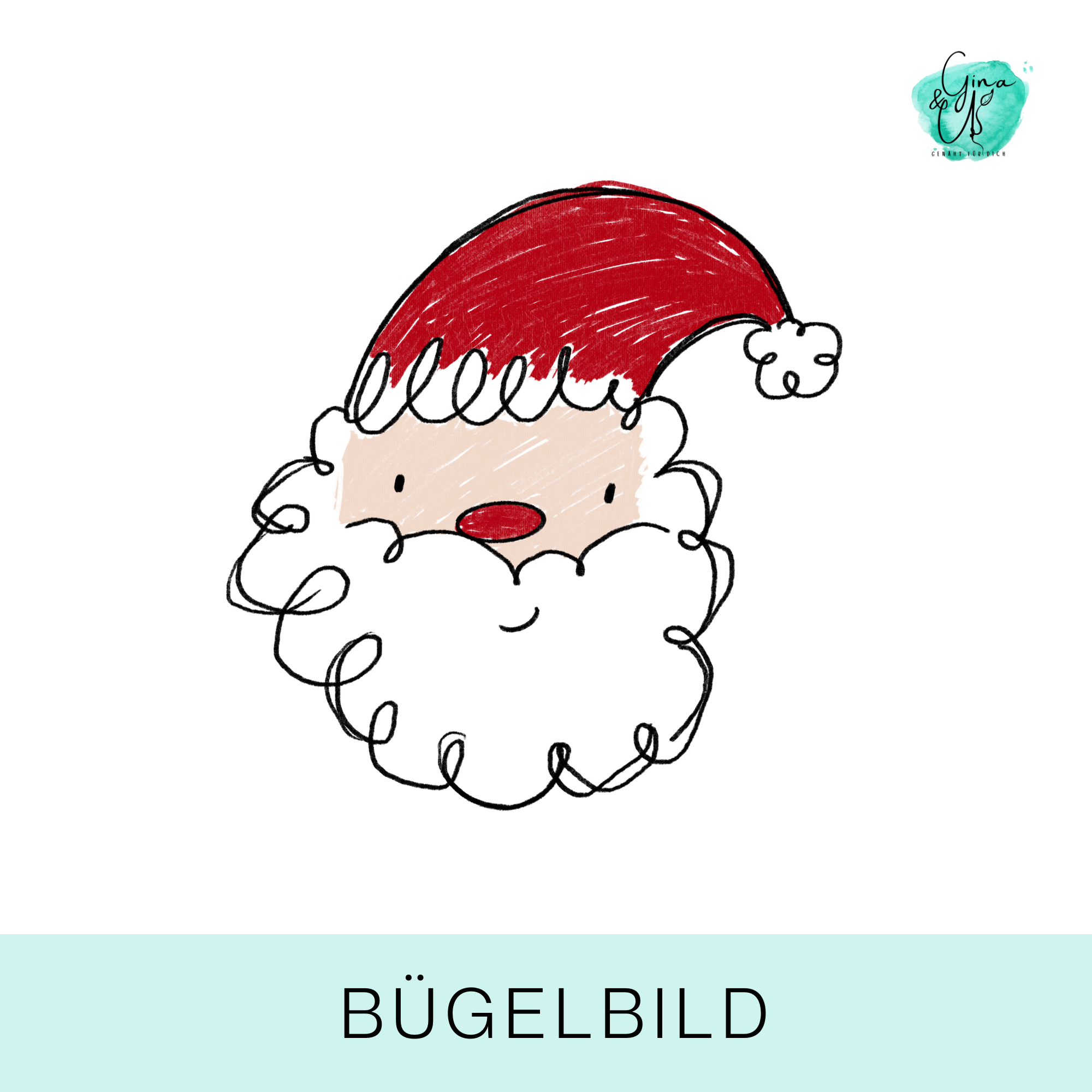 Bügelbild mit wWeihnachtsmann von Katzengold Design