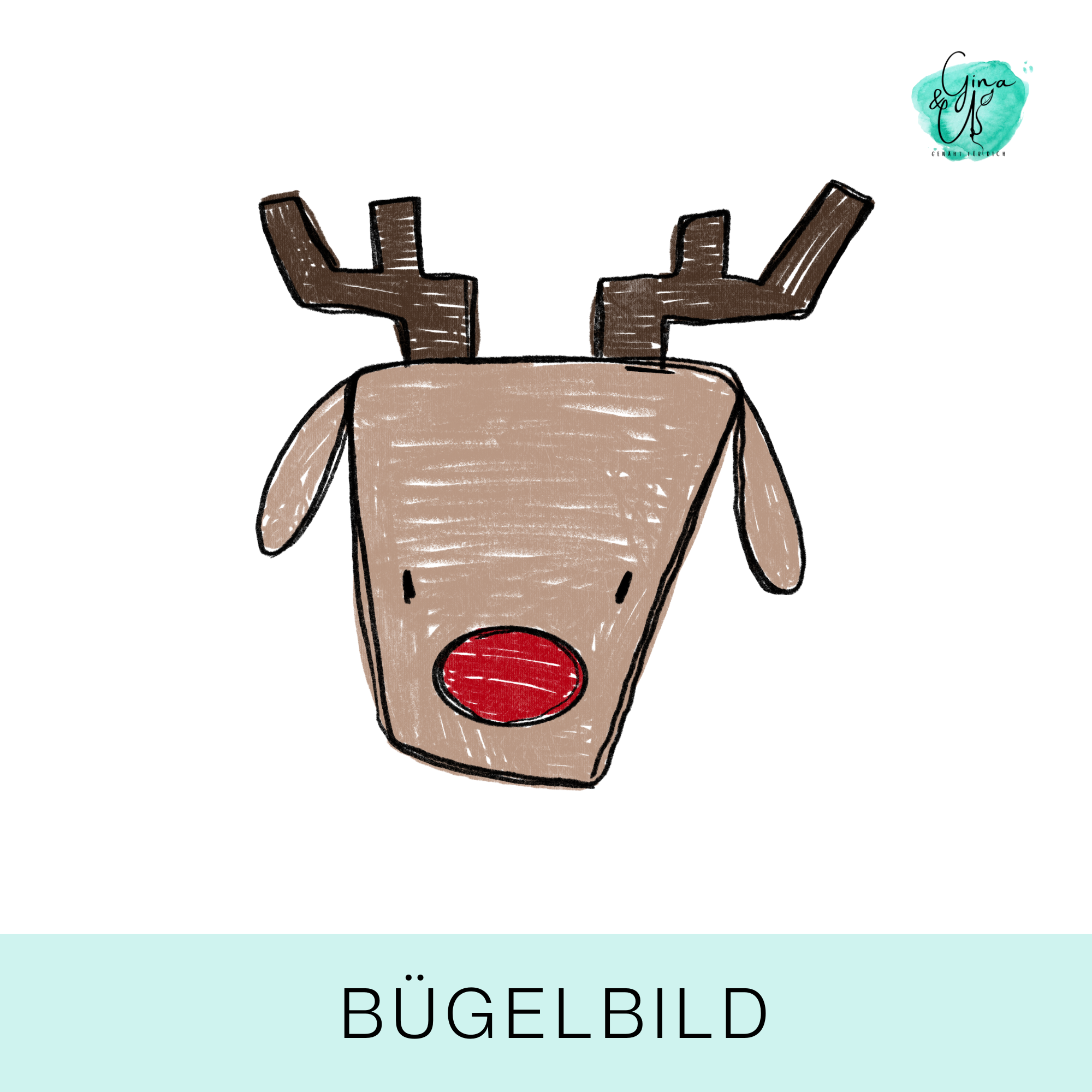 Bügelbild mit weihnachtlichem Rentier von Katzengold Design