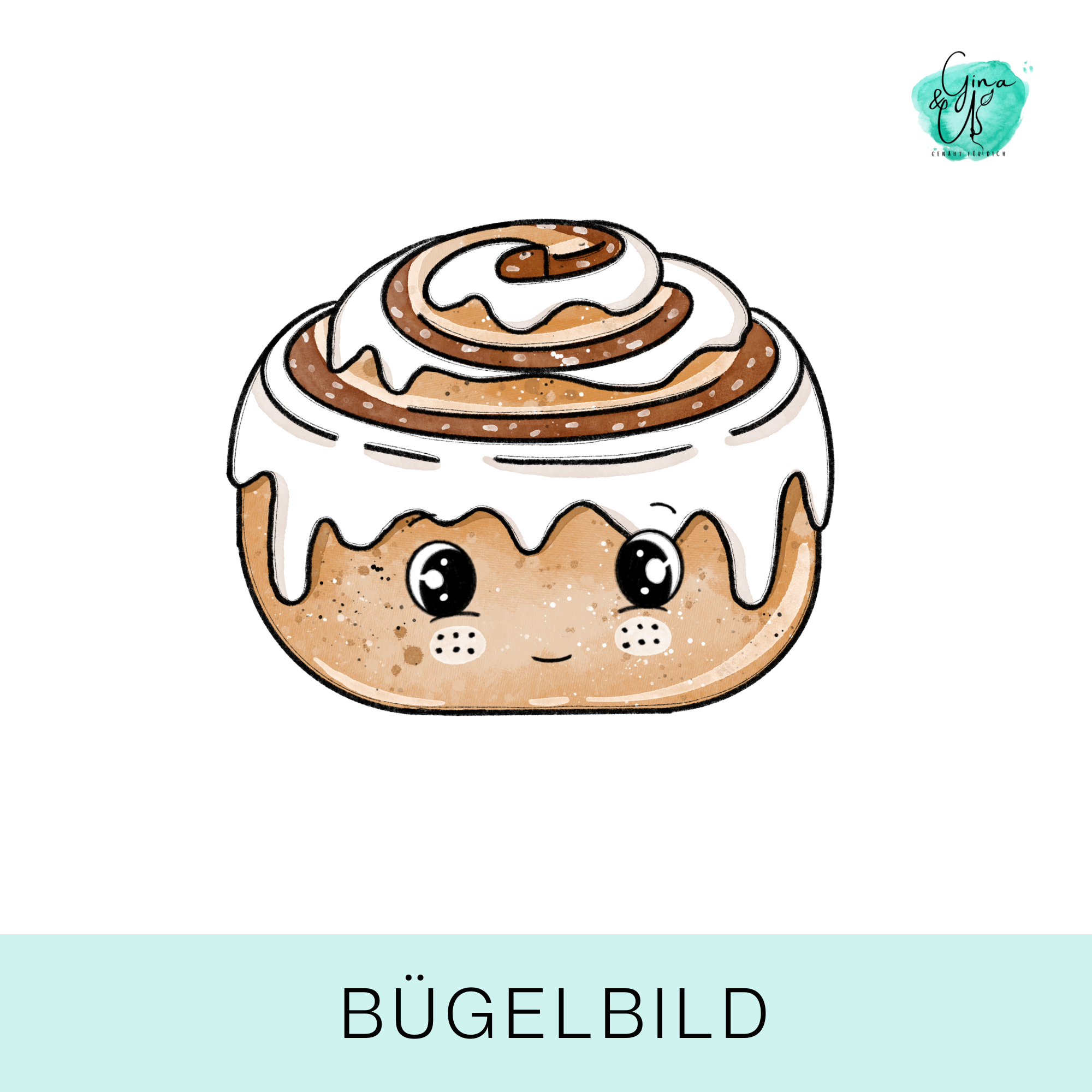 Bügelbild für Kinder weihnachtliche Zimtschnecke von Katzengold Design