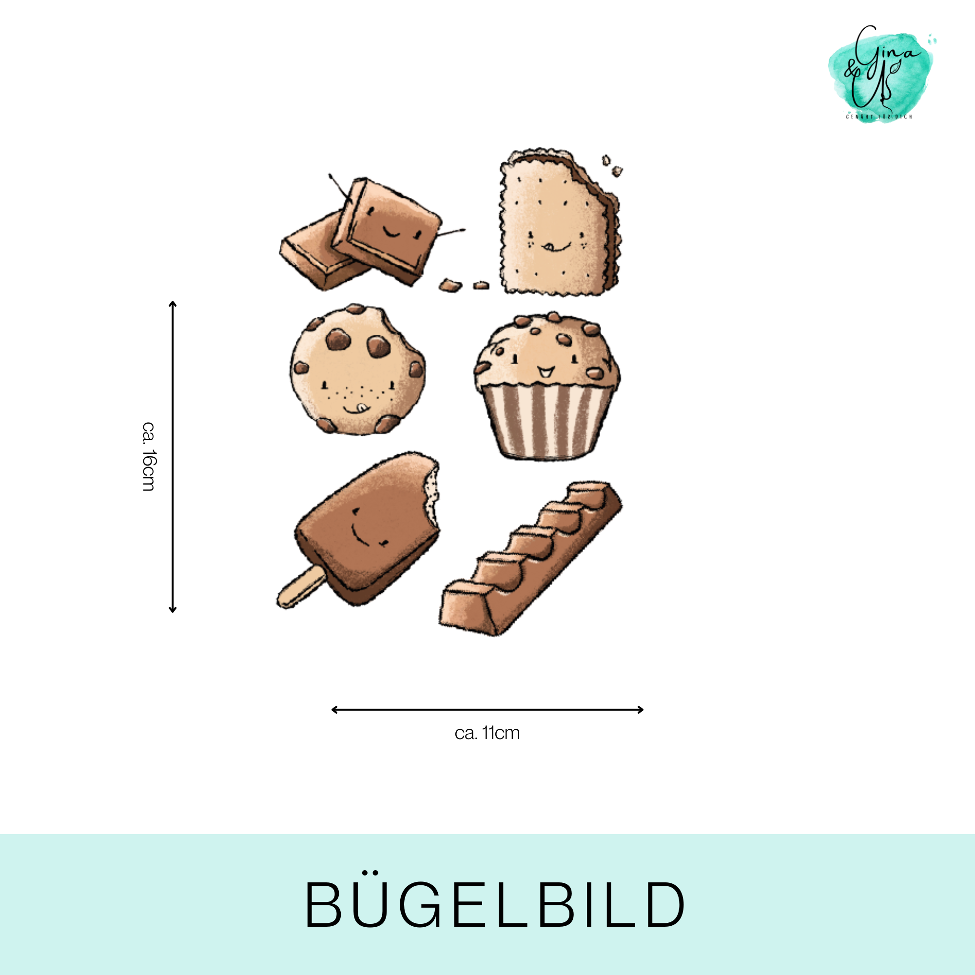 Bügelbild für Kinder mit süßer Schokolade von Katzengold Design. Ideal für Kleidung, Taschen und mehr! 