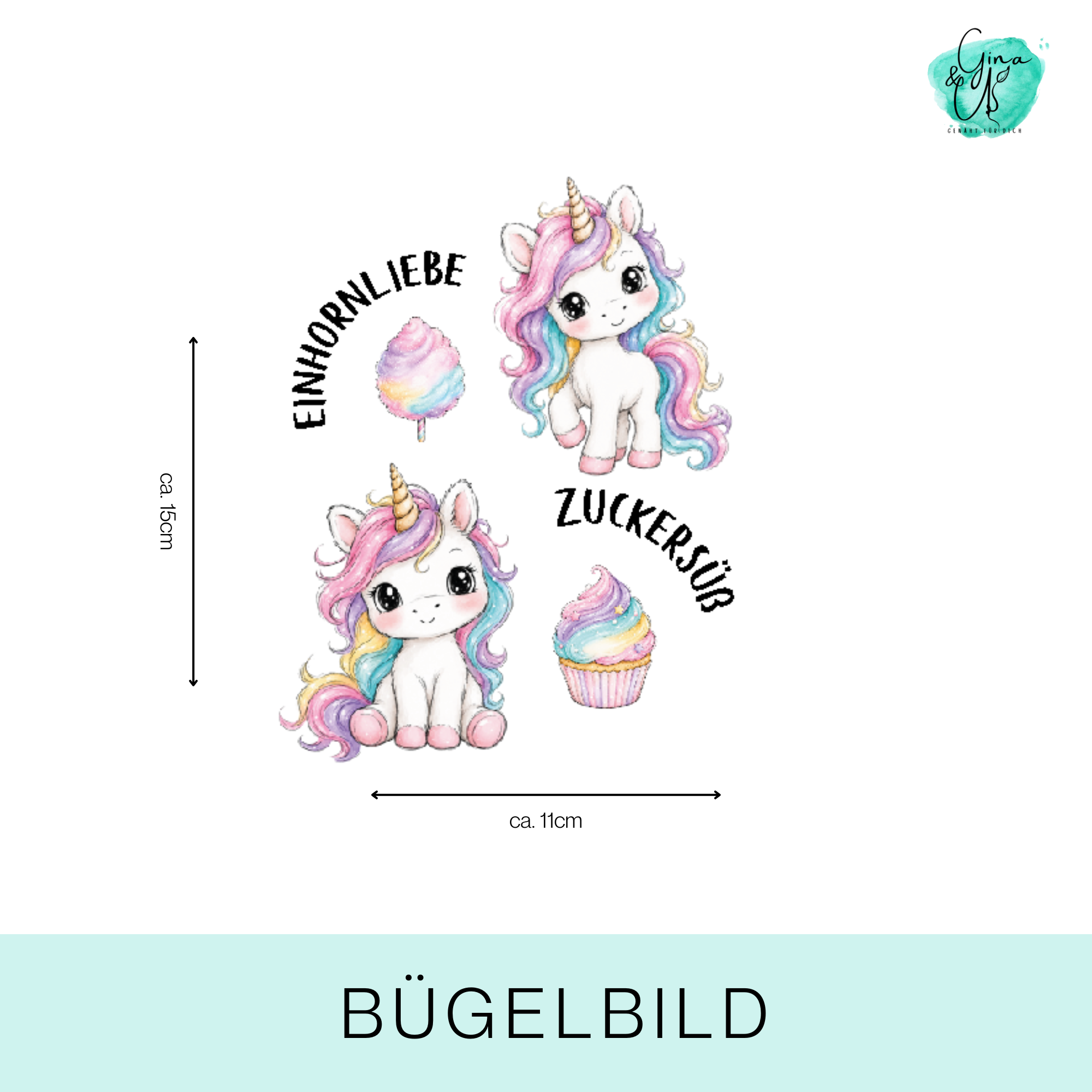 Bügelbild „Einhorn bunt Bogen"