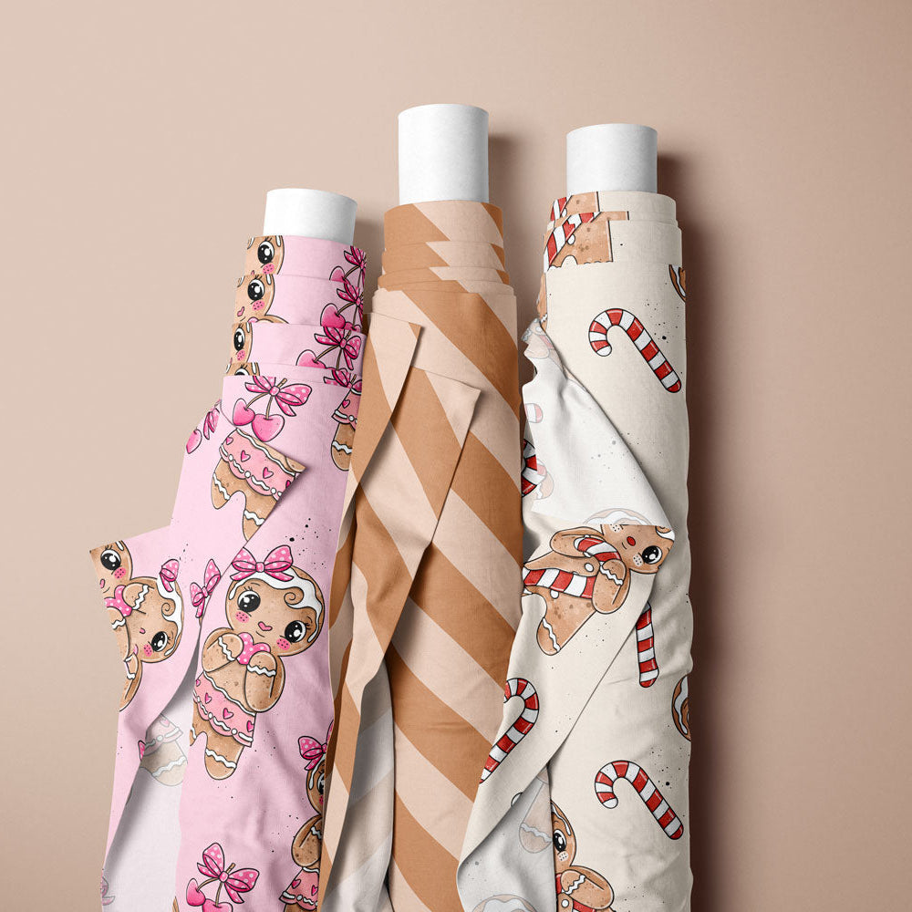 Kinderstoffe Meterware süßer Lebkuchen und Kombistoffe weihnachtlich von Katzengold Design 